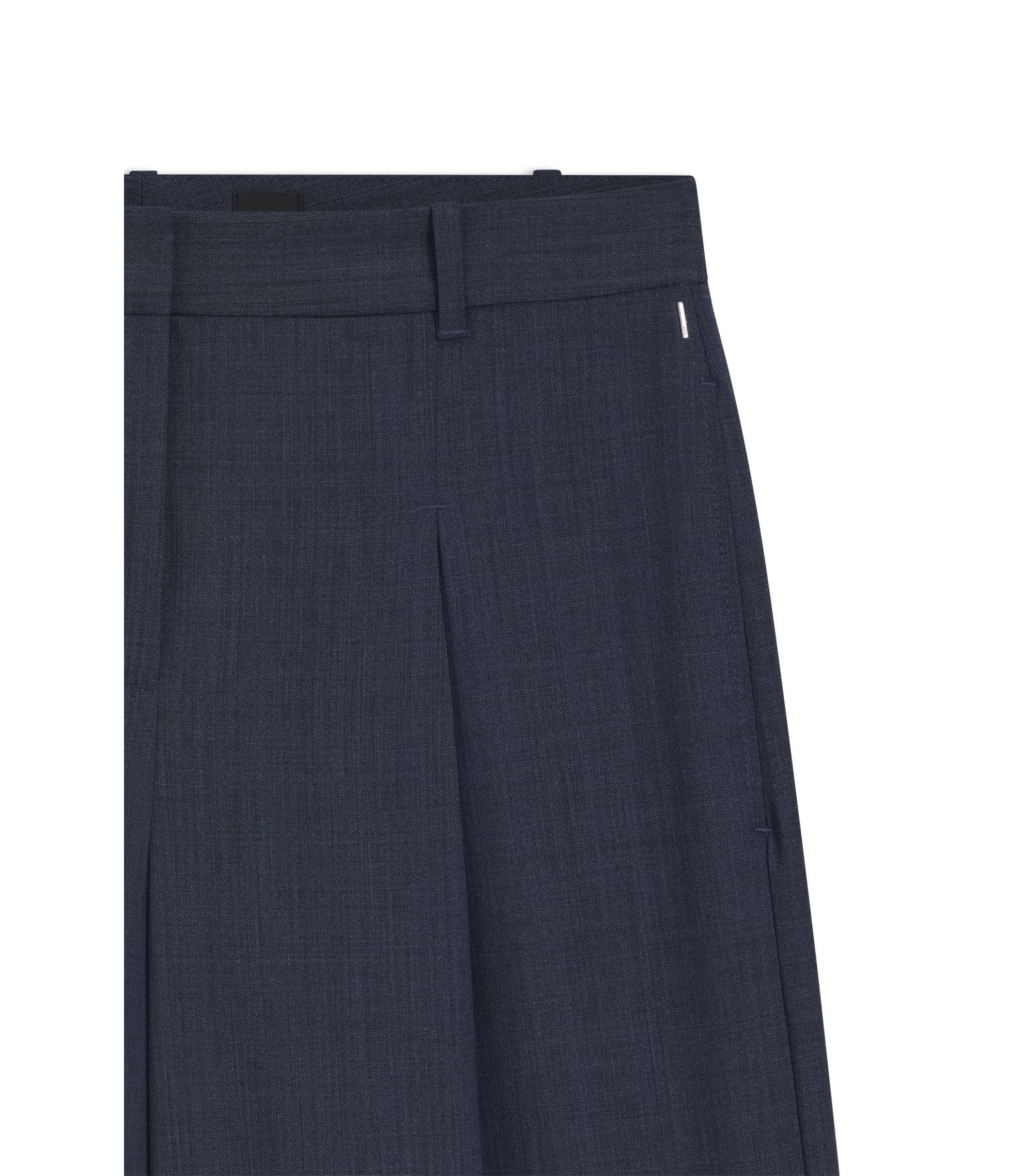 Boss Regular Fit Trousers In Virgin Wool Dark Blue Women's