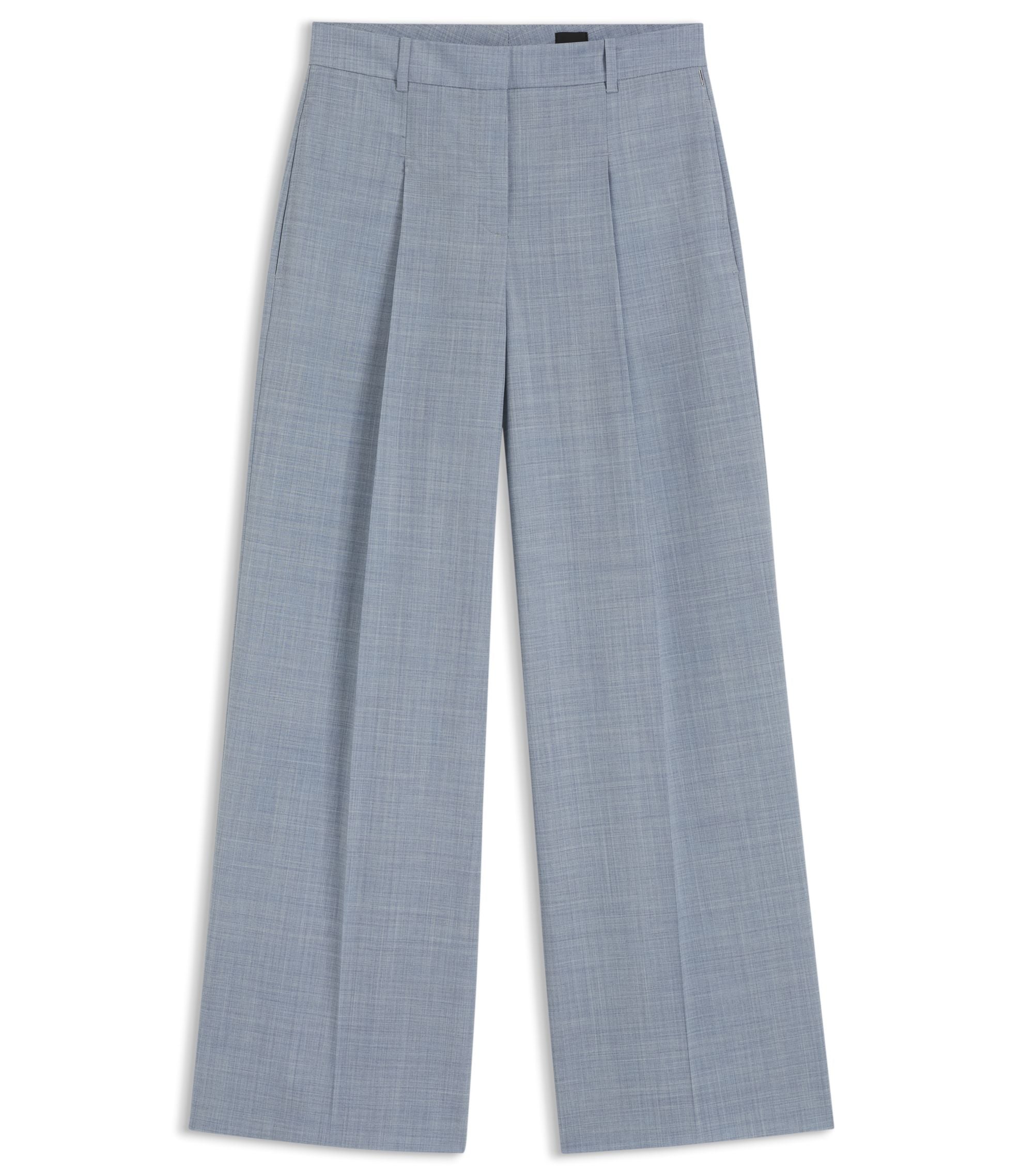 Boss Regular Fit Trousers In Virgin Wool Light Blue Women's
