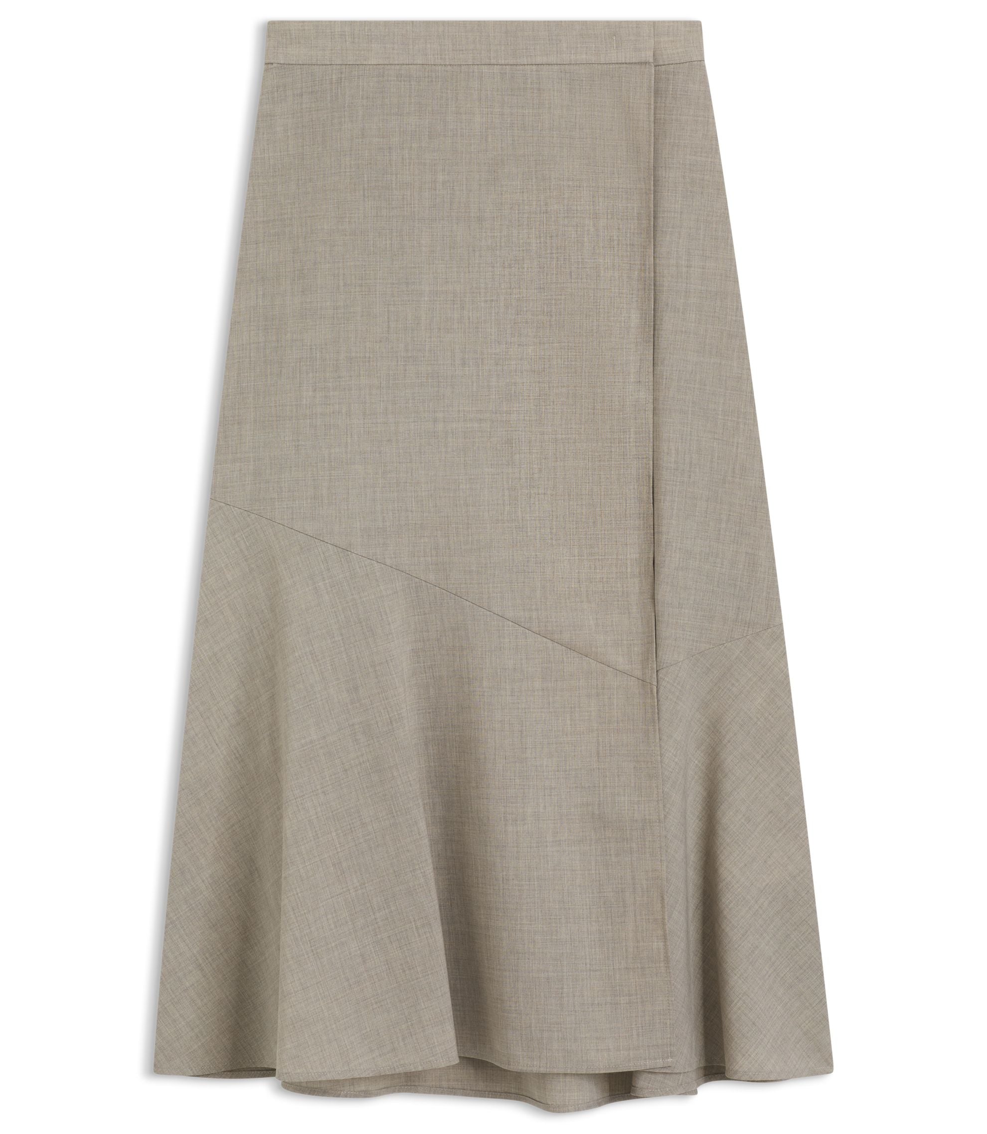 Boss Melange A Line Skirt In Virgin Wool Light Beige Women's