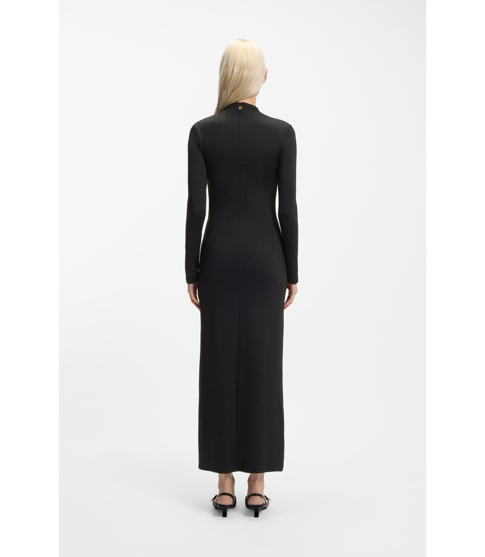 Hugo Mock Neck Dress In Stretch Jersey Black Women's