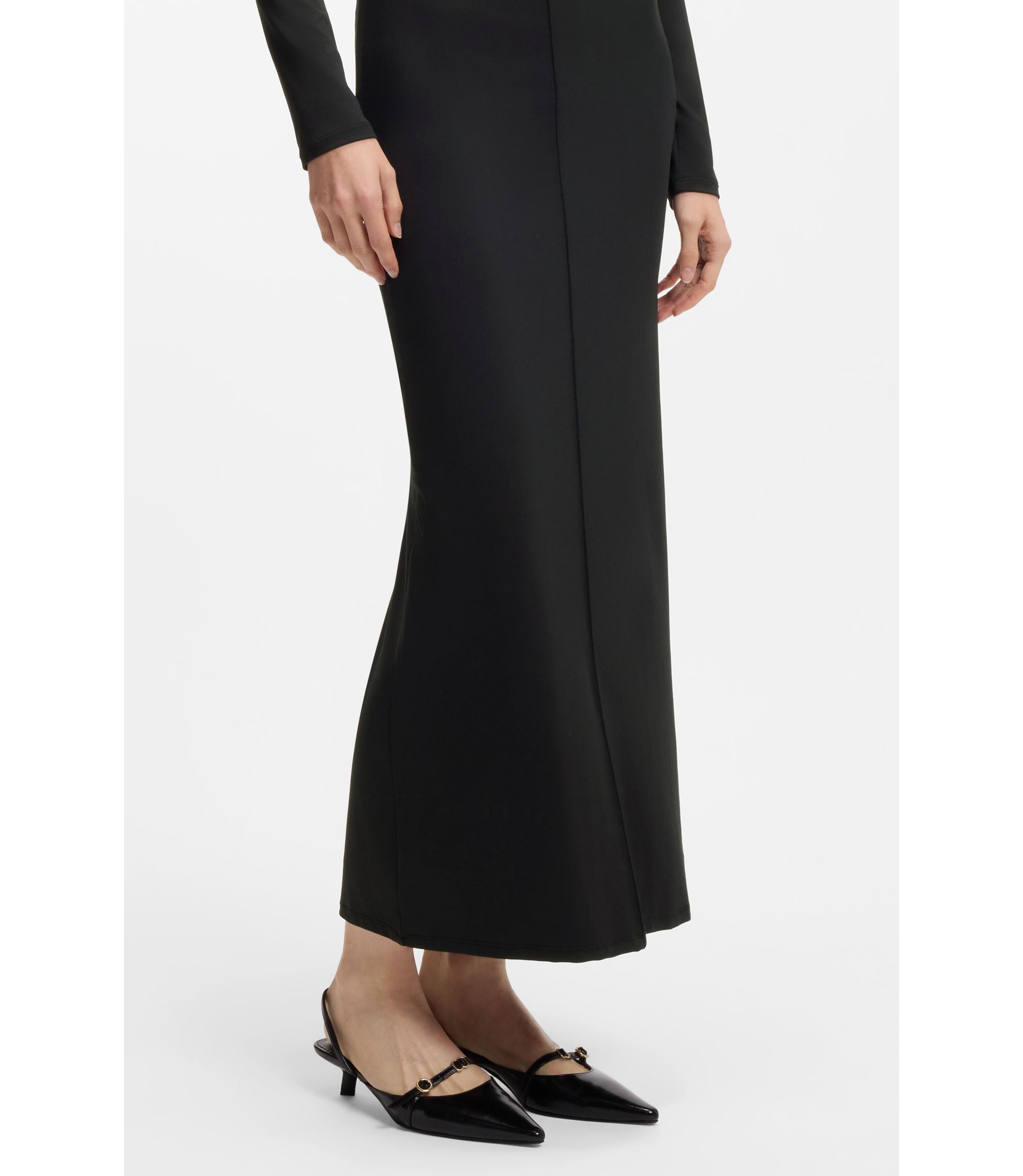 Hugo Mock Neck Dress In Stretch Jersey Black Women's