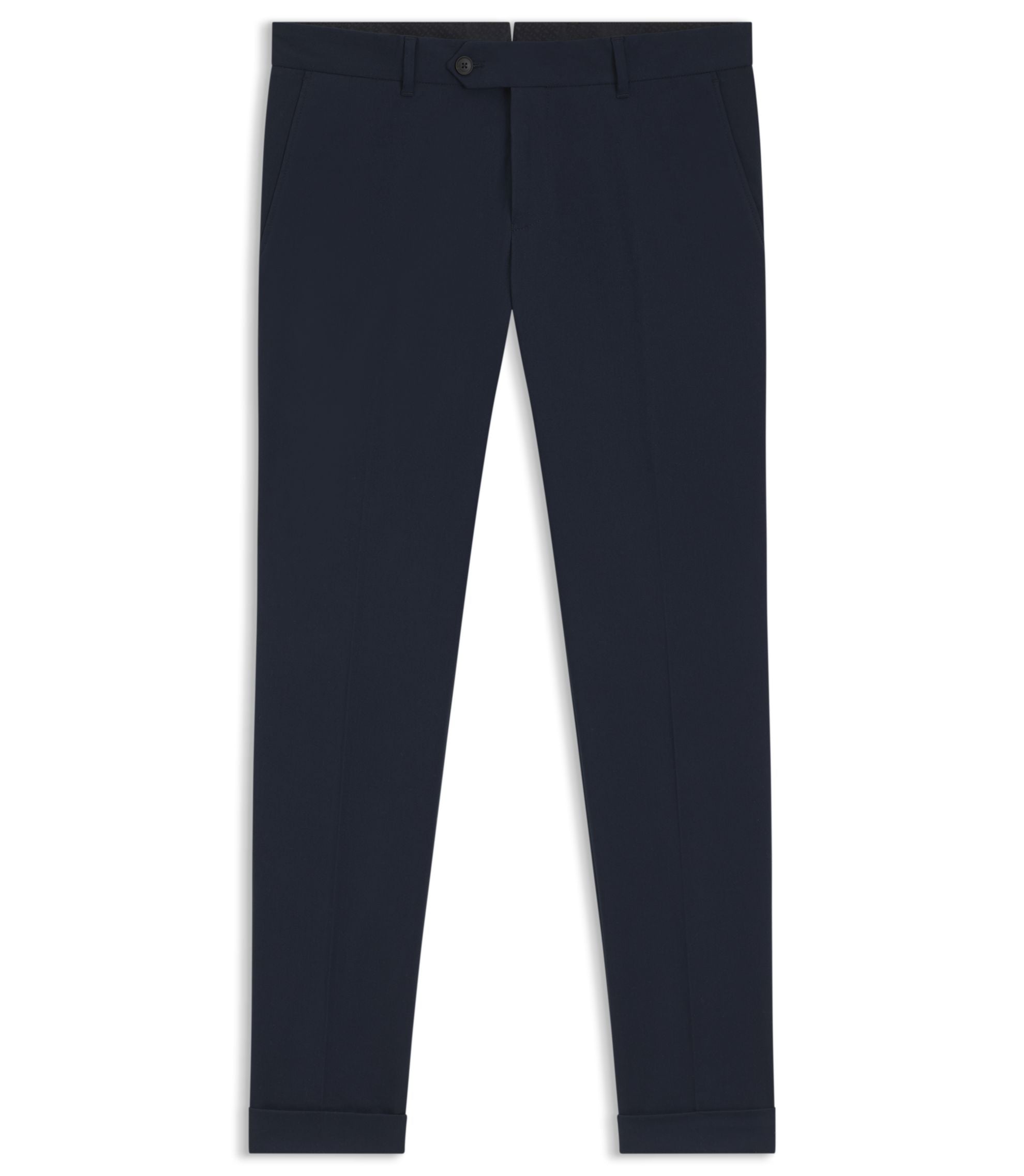 Boss Washable Slim Fit Trousers In Stretch Cotton Dark Blue