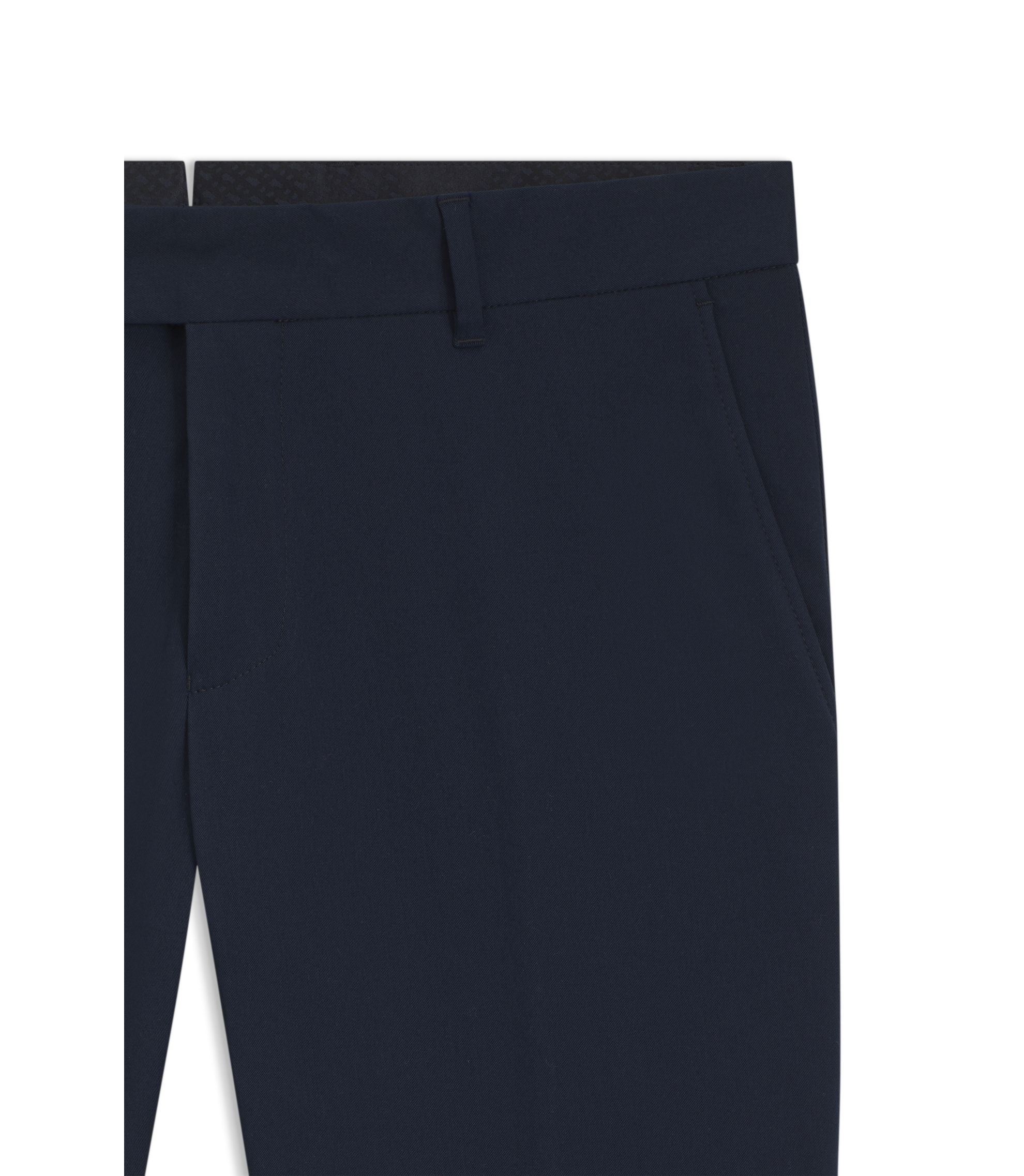 Boss Washable Slim Fit Trousers In Stretch Cotton Dark Blue