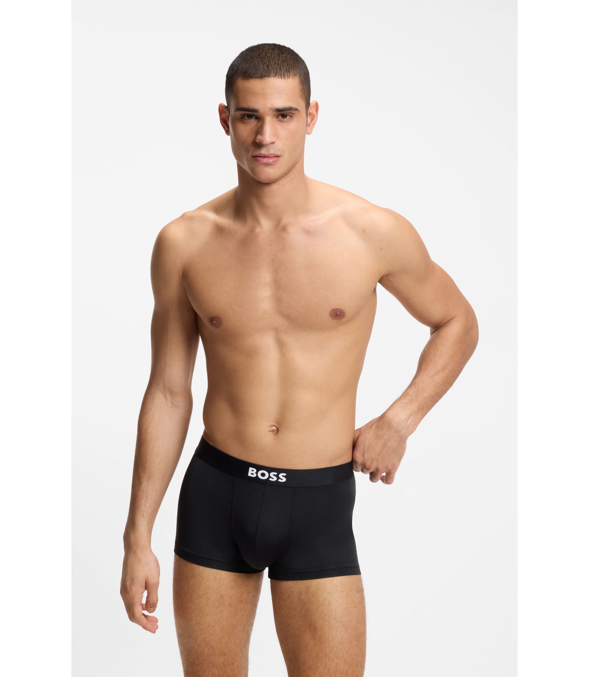 Boss Three Pack Of Stretch Microfibre Trunks Patterned
