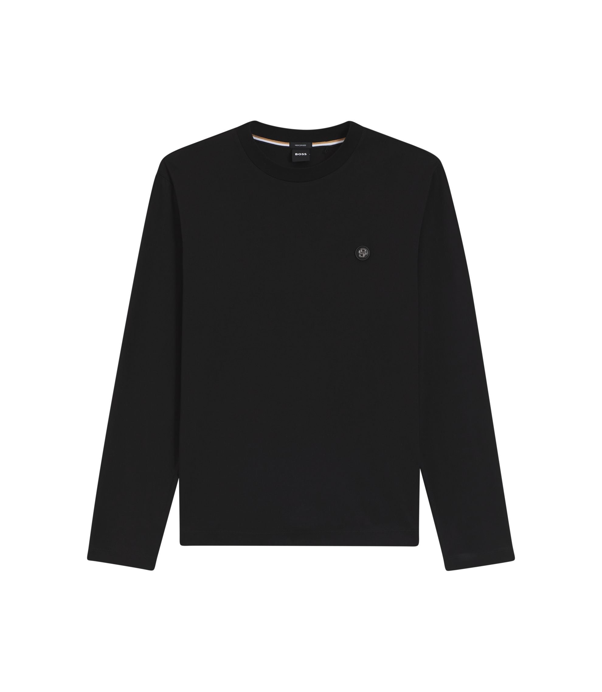 Boss Mercerised Cotton T Shirt With Double B Monogram Black
