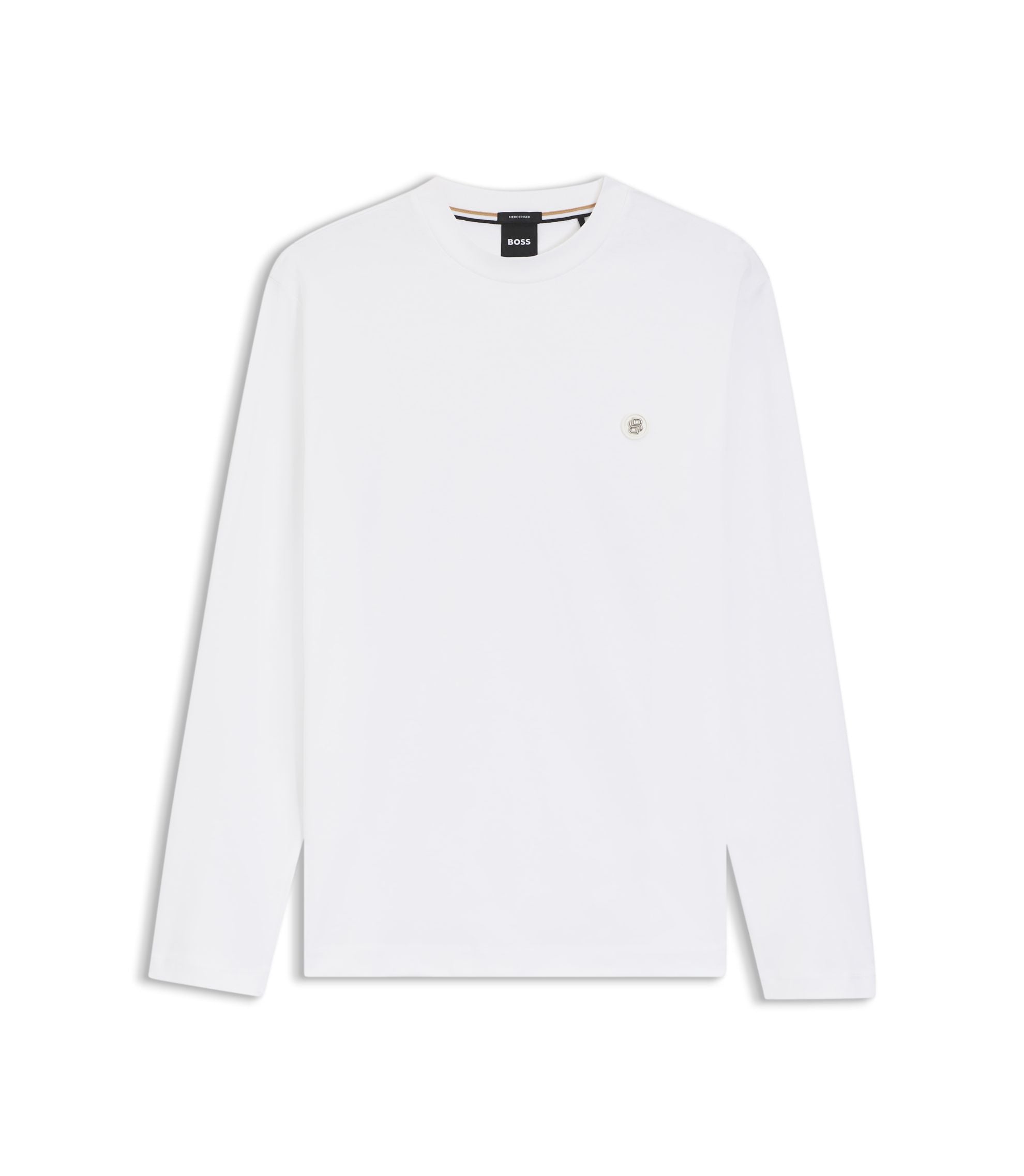 Boss Mercerised Cotton T Shirt With Double B Monogram White