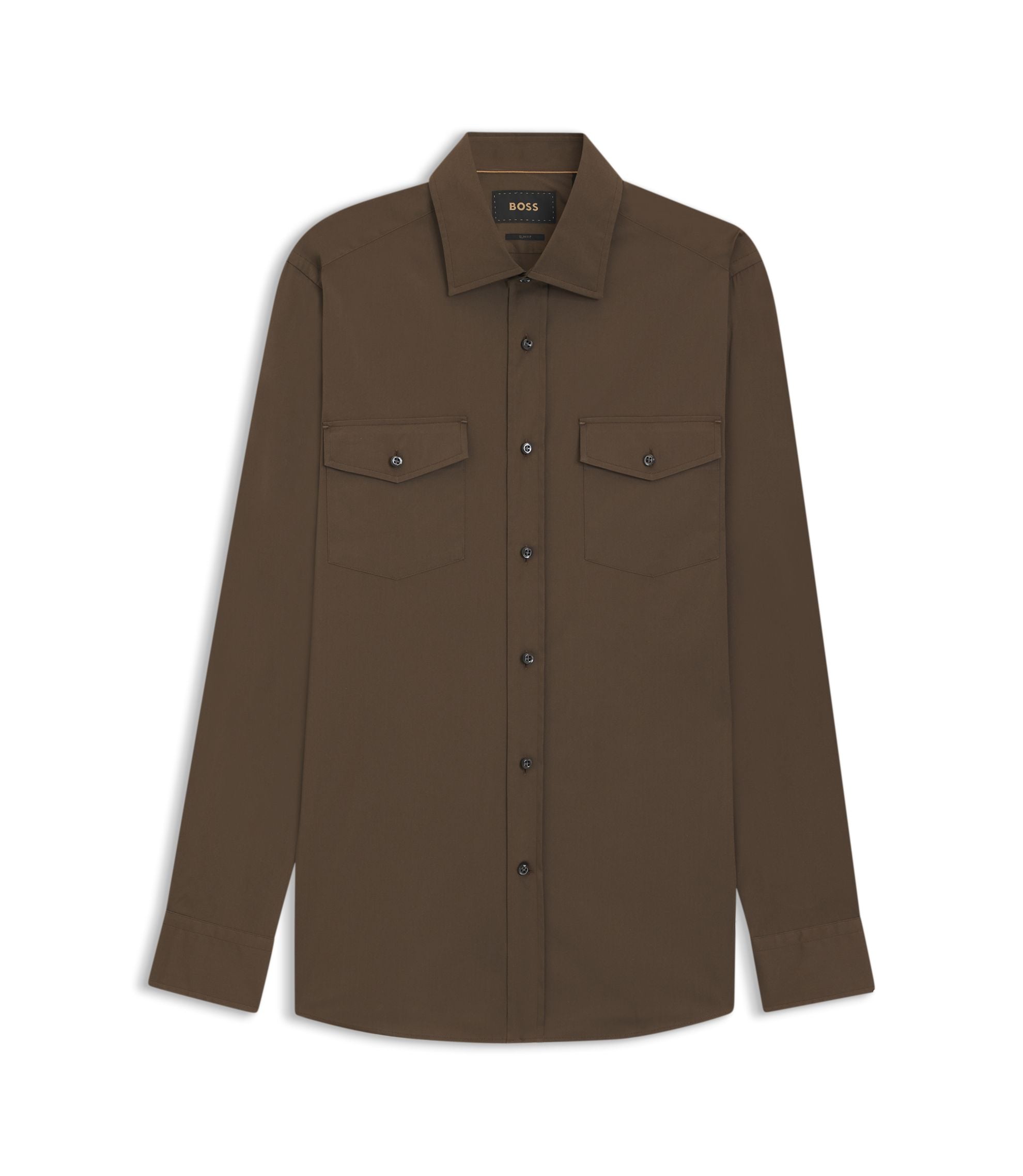 Boss Slim Fit Shirt In An Italian Made Cotton Blend Light Green