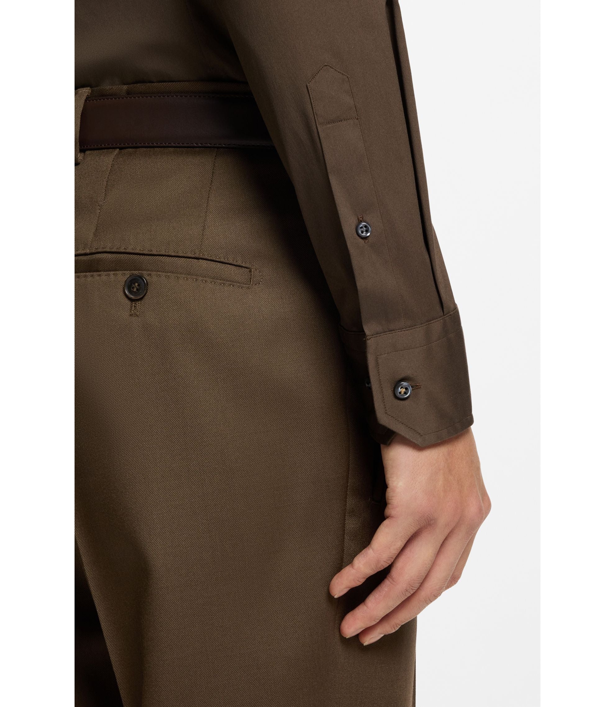Boss Slim Fit Shirt In An Italian Made Cotton Blend Light Green