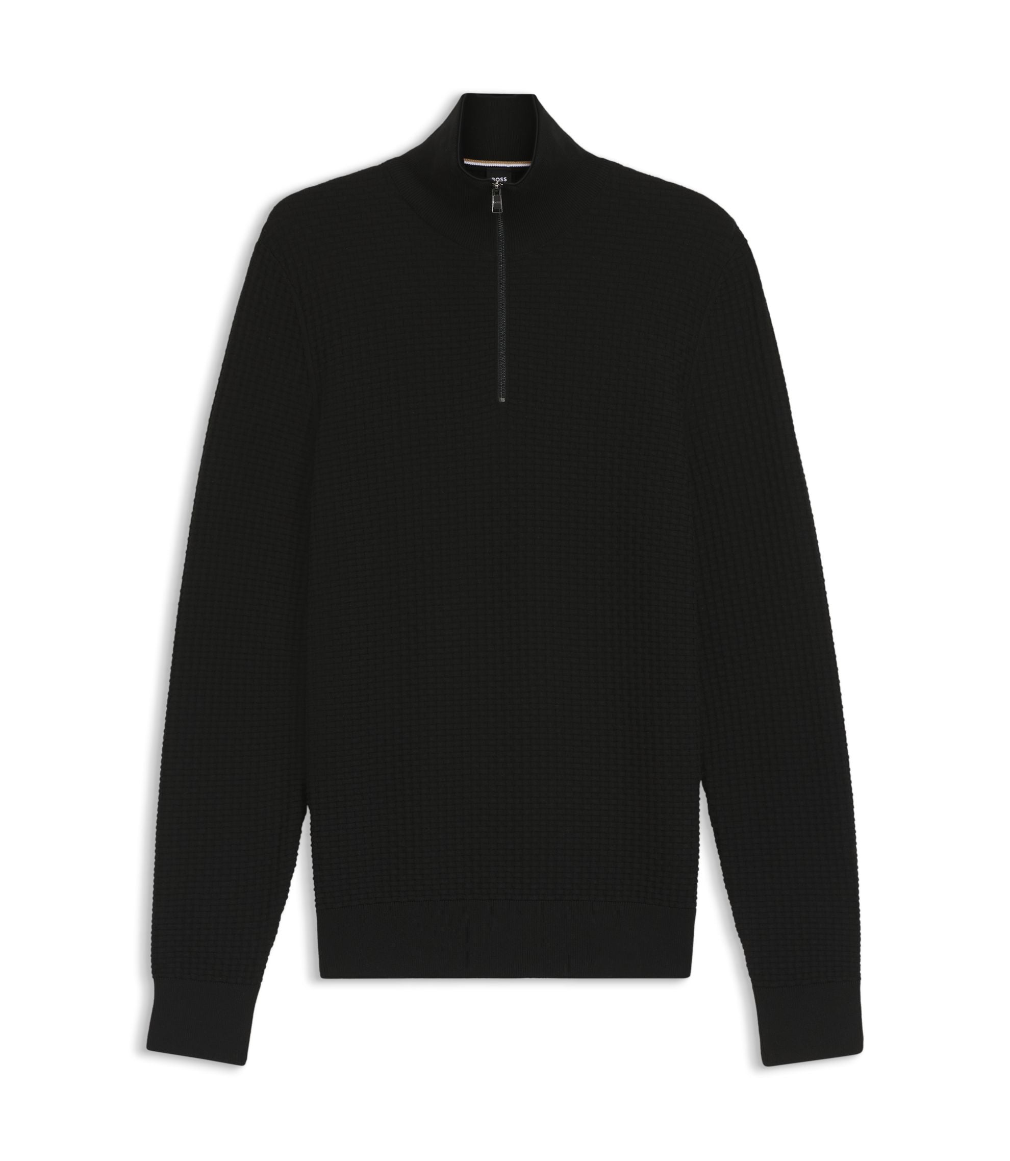 Boss Quarter Zip Sweater In Cotton Black