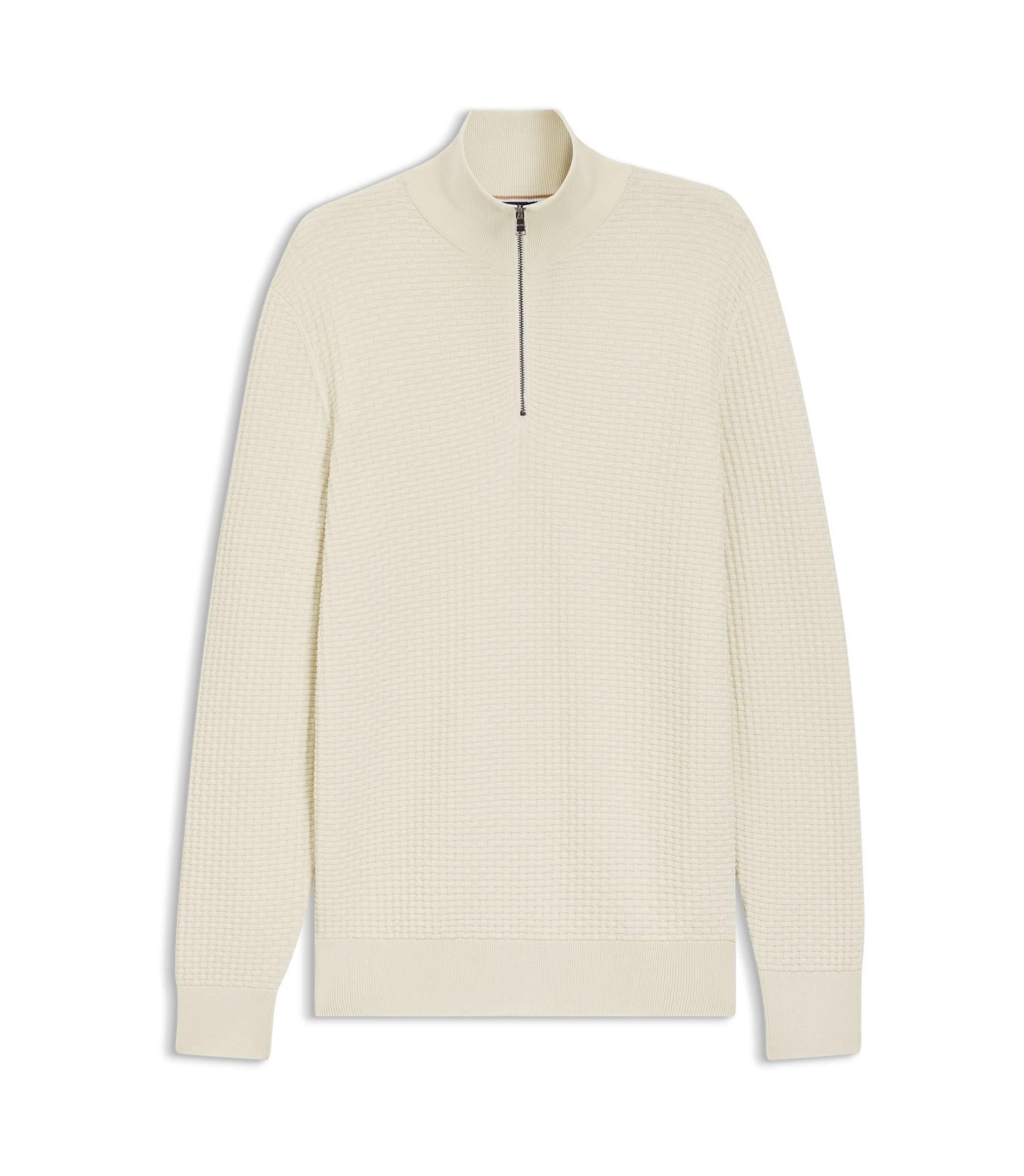 Boss Quarter Zip Sweater In Cotton White