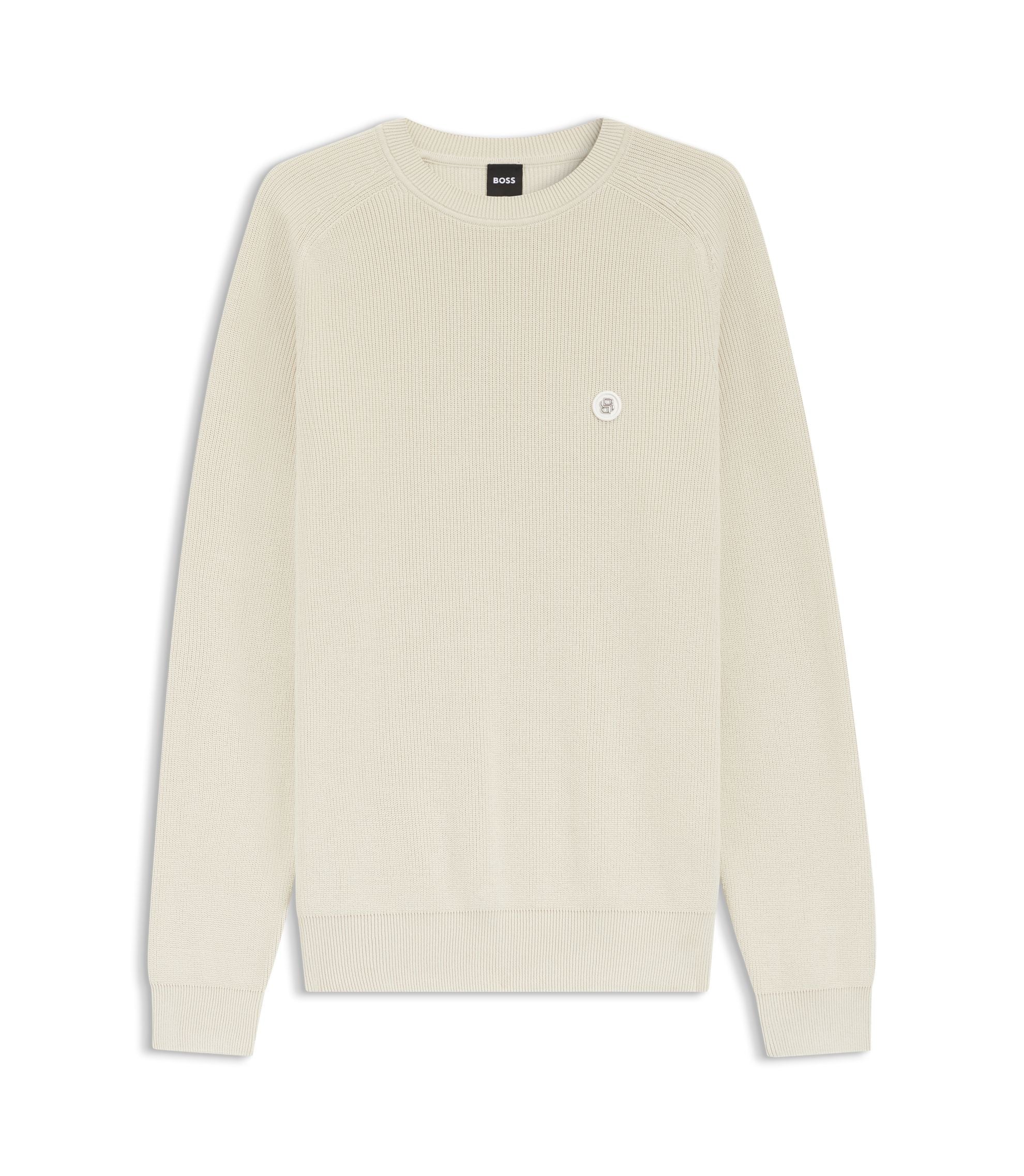Boss Cotton Sweater With Double B Monogram White