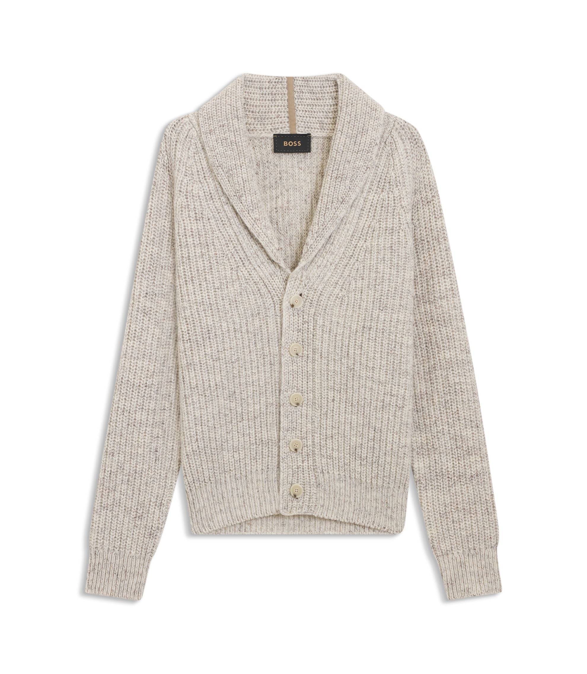 Boss Knitted Cardigan In Cashmere And Wool White