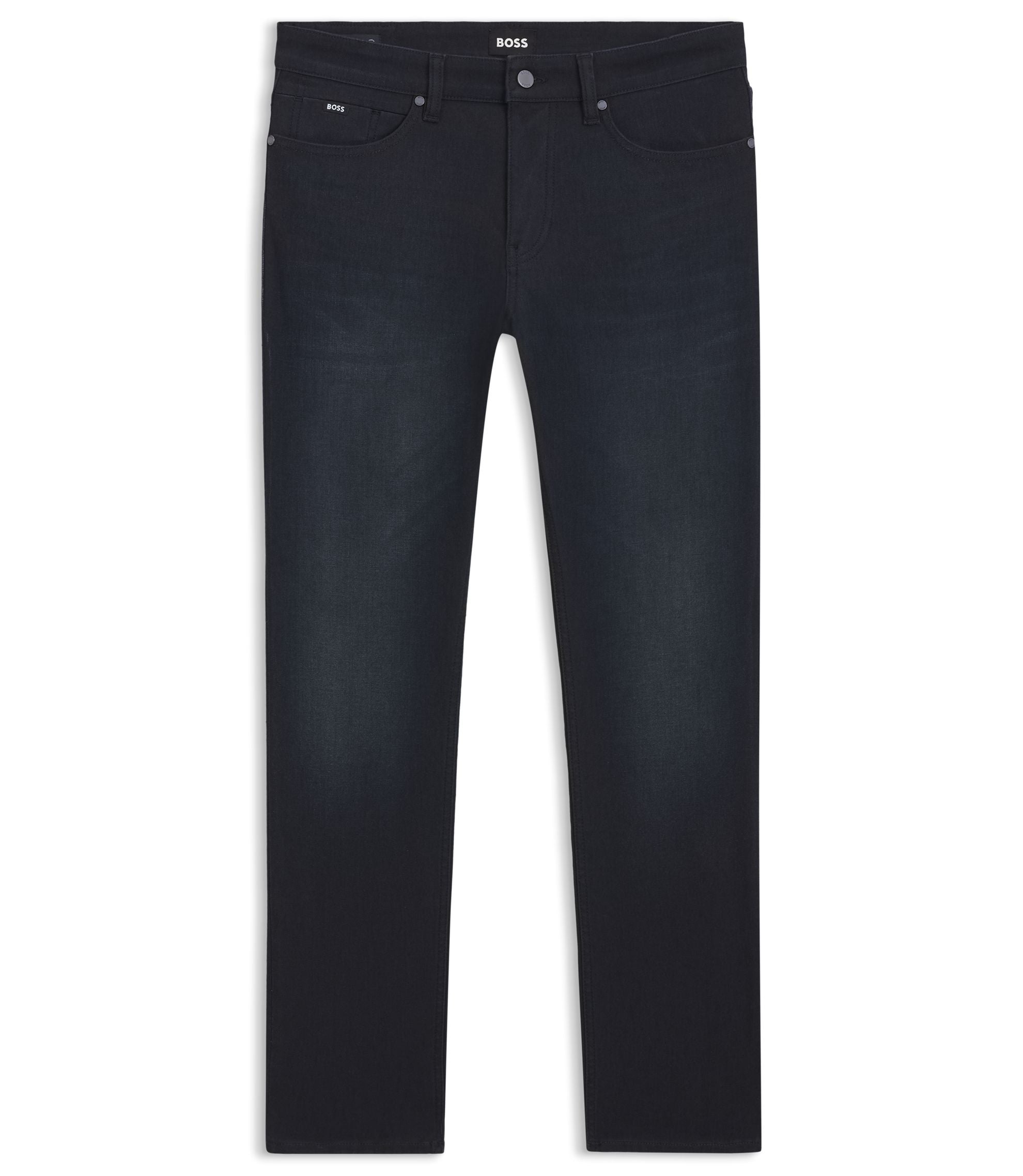 Boss Delaware Blue Slim Fit Jeans In Knitted Denim Dark Blue
