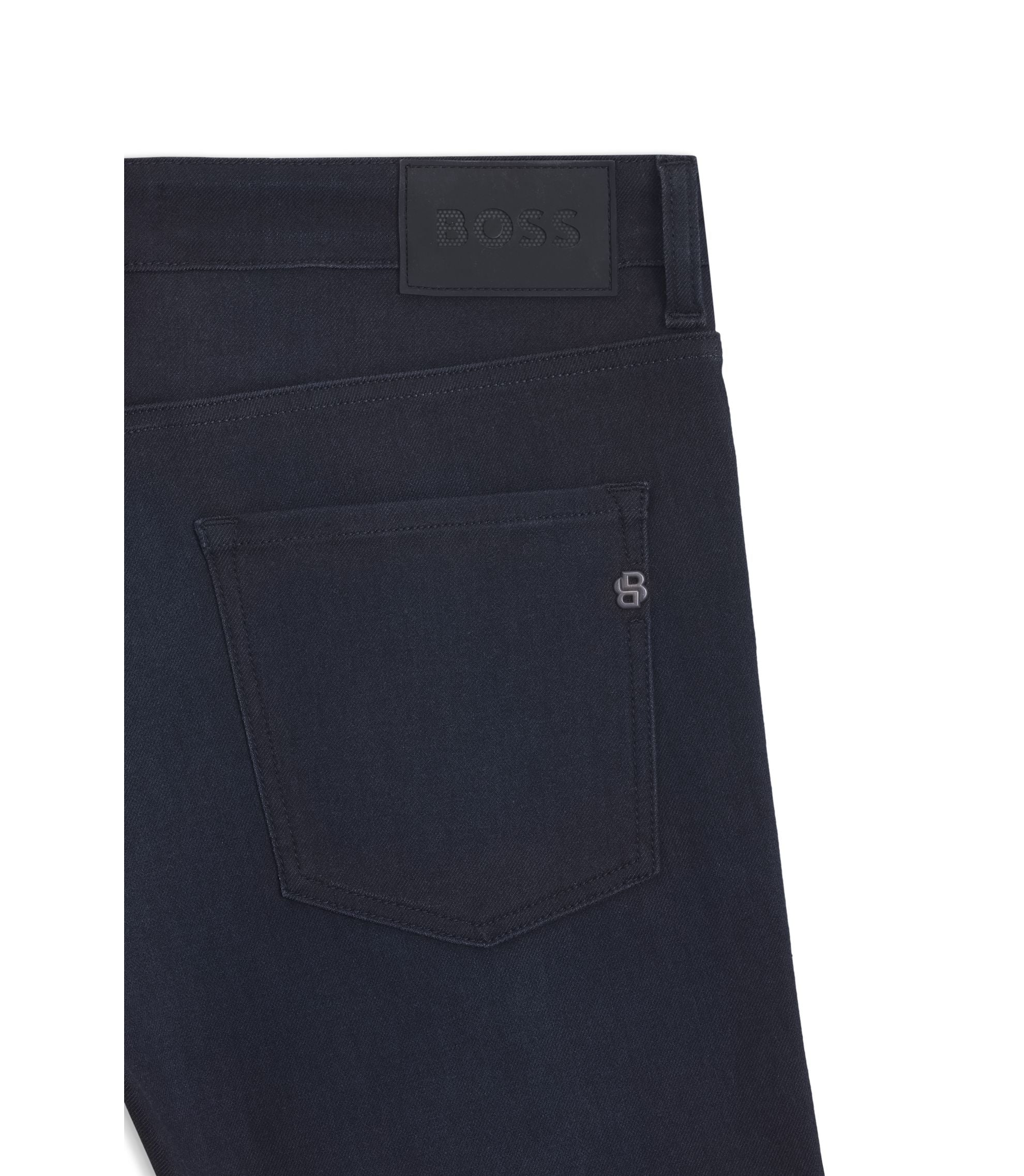 Boss Delaware Blue Slim Fit Jeans In Knitted Denim Dark Blue