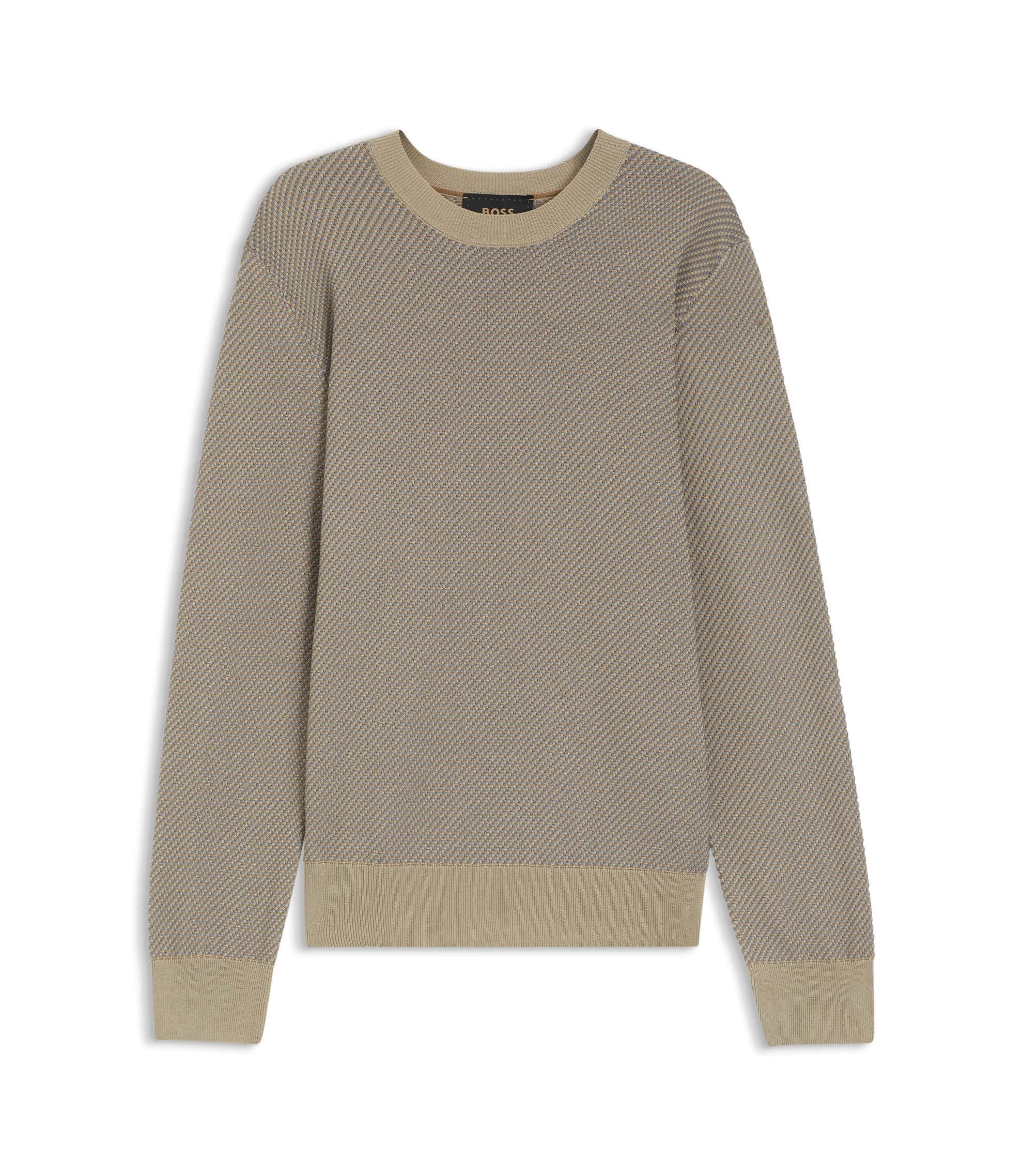 Boss Cotton Silk Sweater With Knitted Structure Khaki