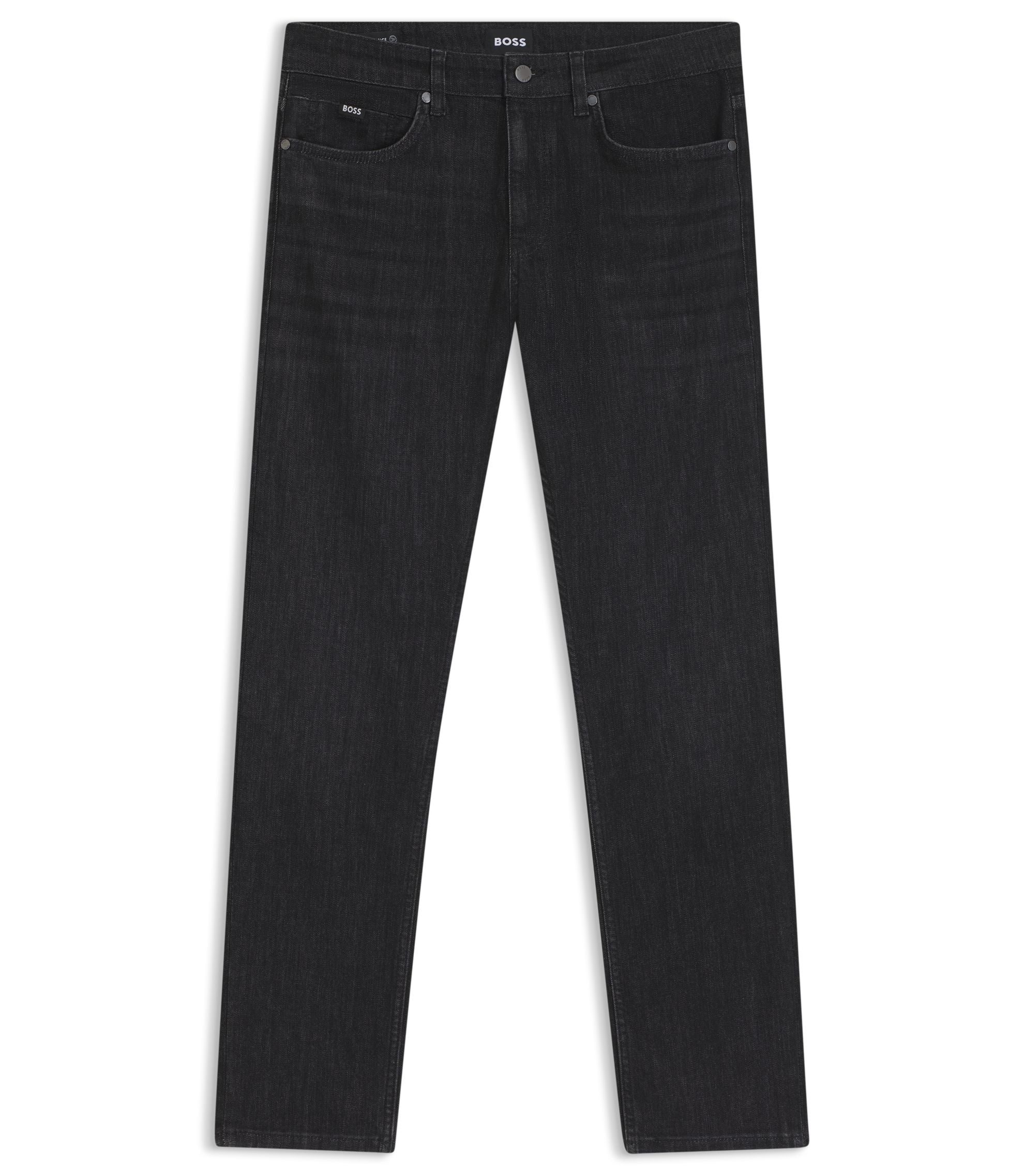 Boss Delaware Grey Slim Fit Jeans In Wrinkle Resistant Denim Black