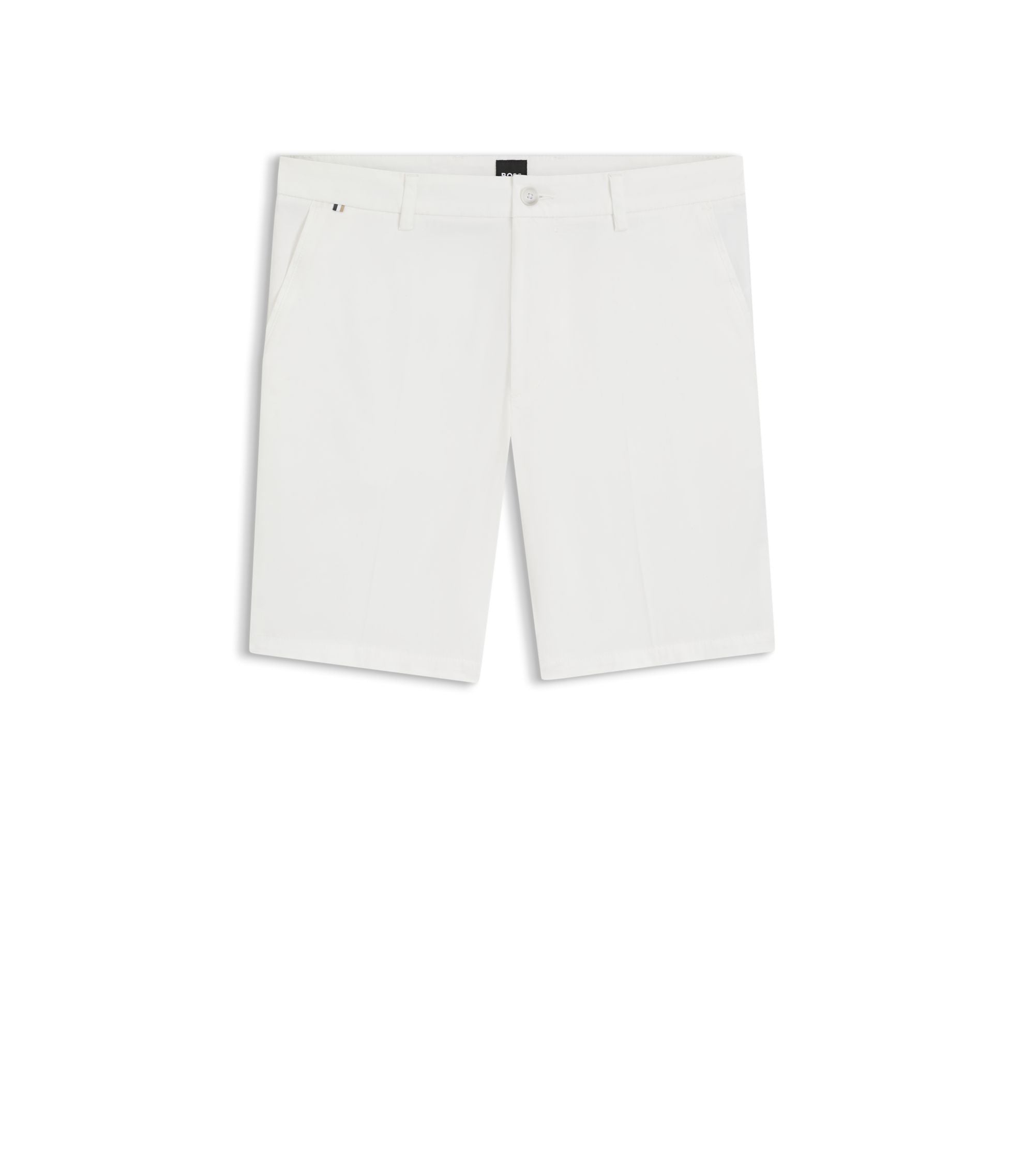 Boss Modern Fit Shorts In Stretch Cotton Twill White