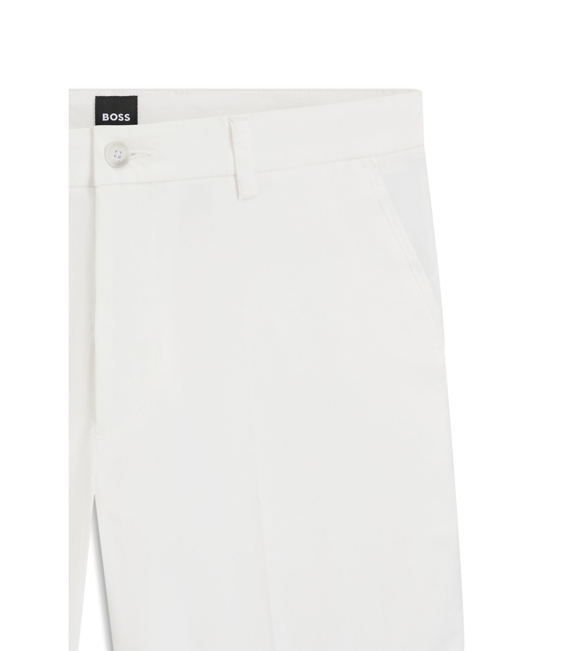 Boss Modern Fit Shorts In Stretch Cotton Twill White