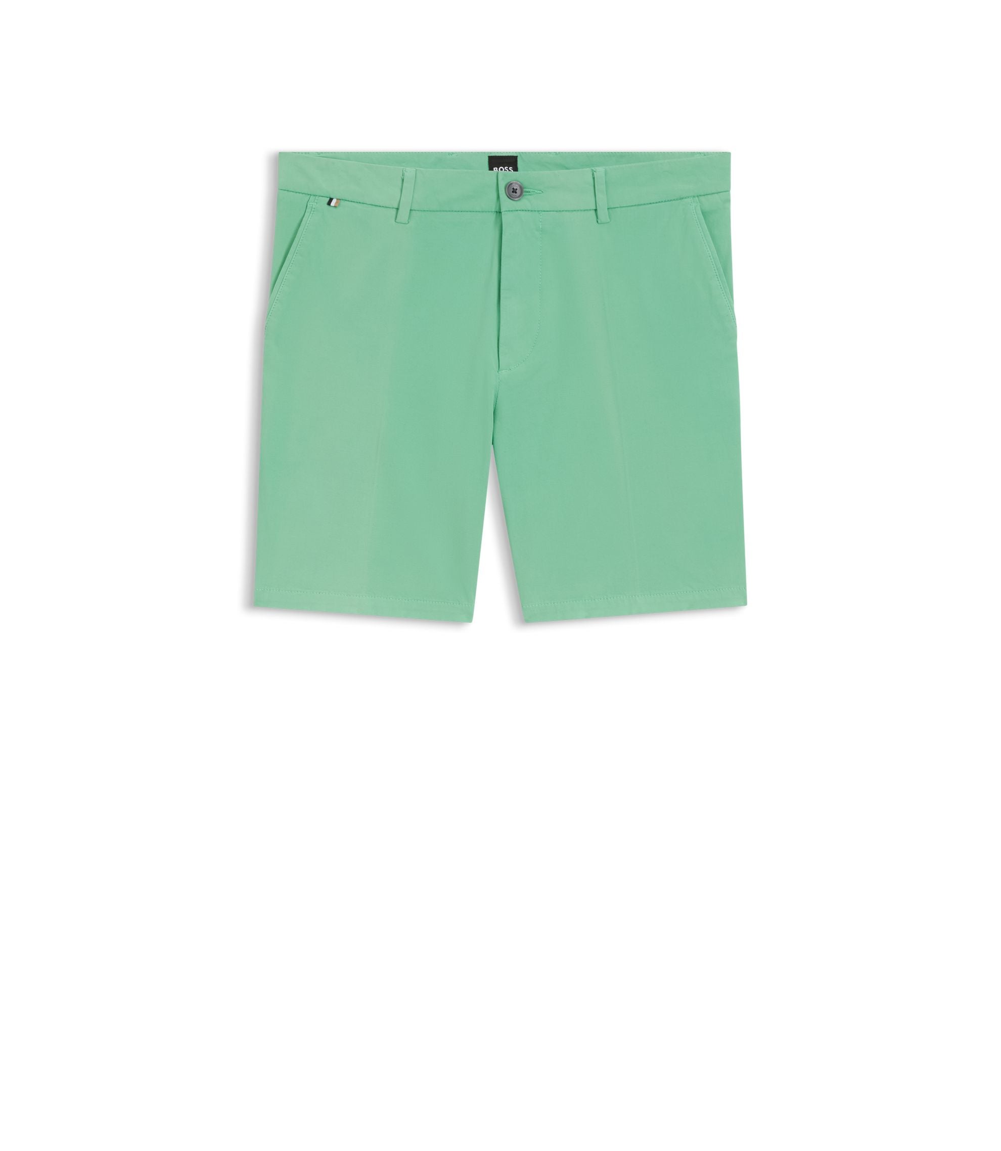 Boss Modern Fit Shorts In Stretch Cotton Twill Light Green
