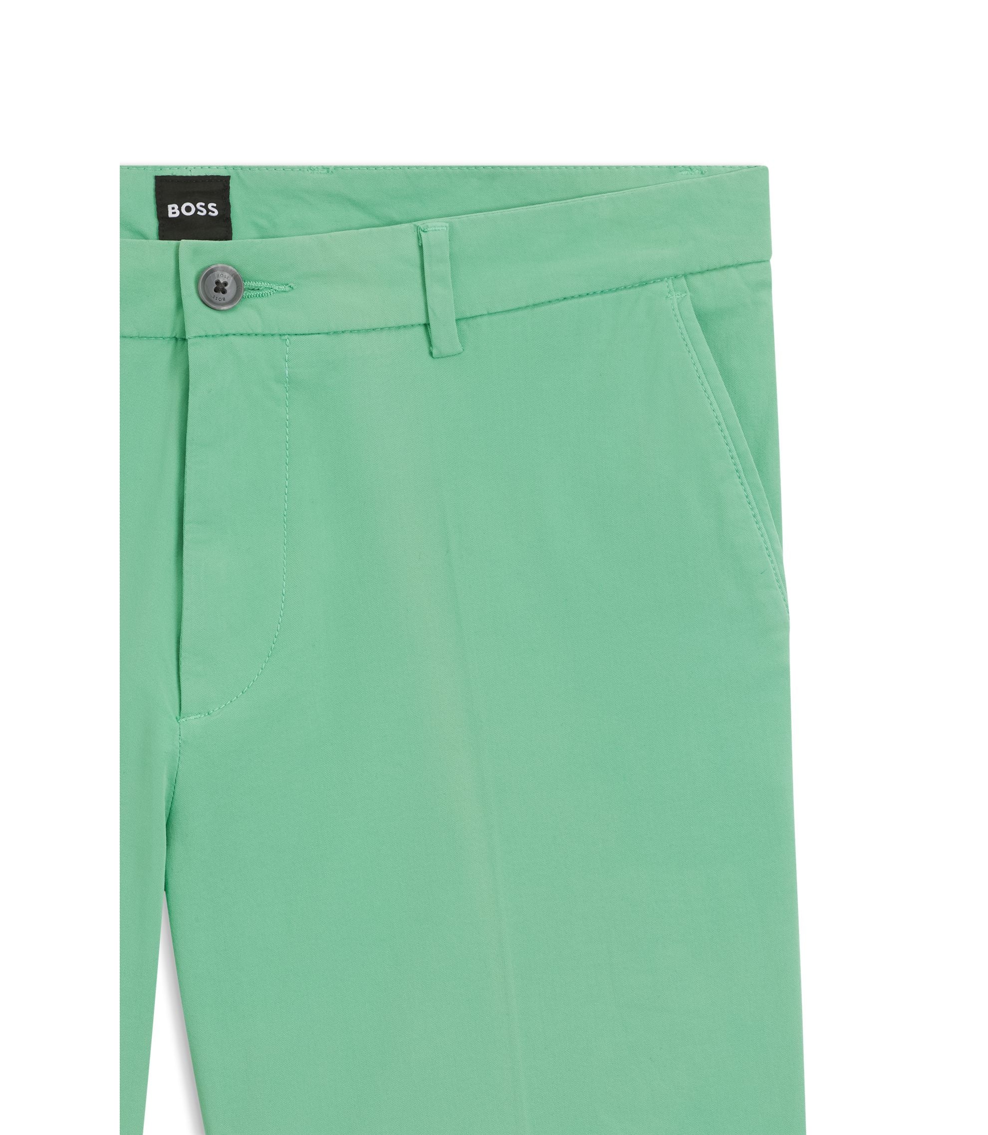 Boss Modern Fit Shorts In Stretch Cotton Twill Light Green