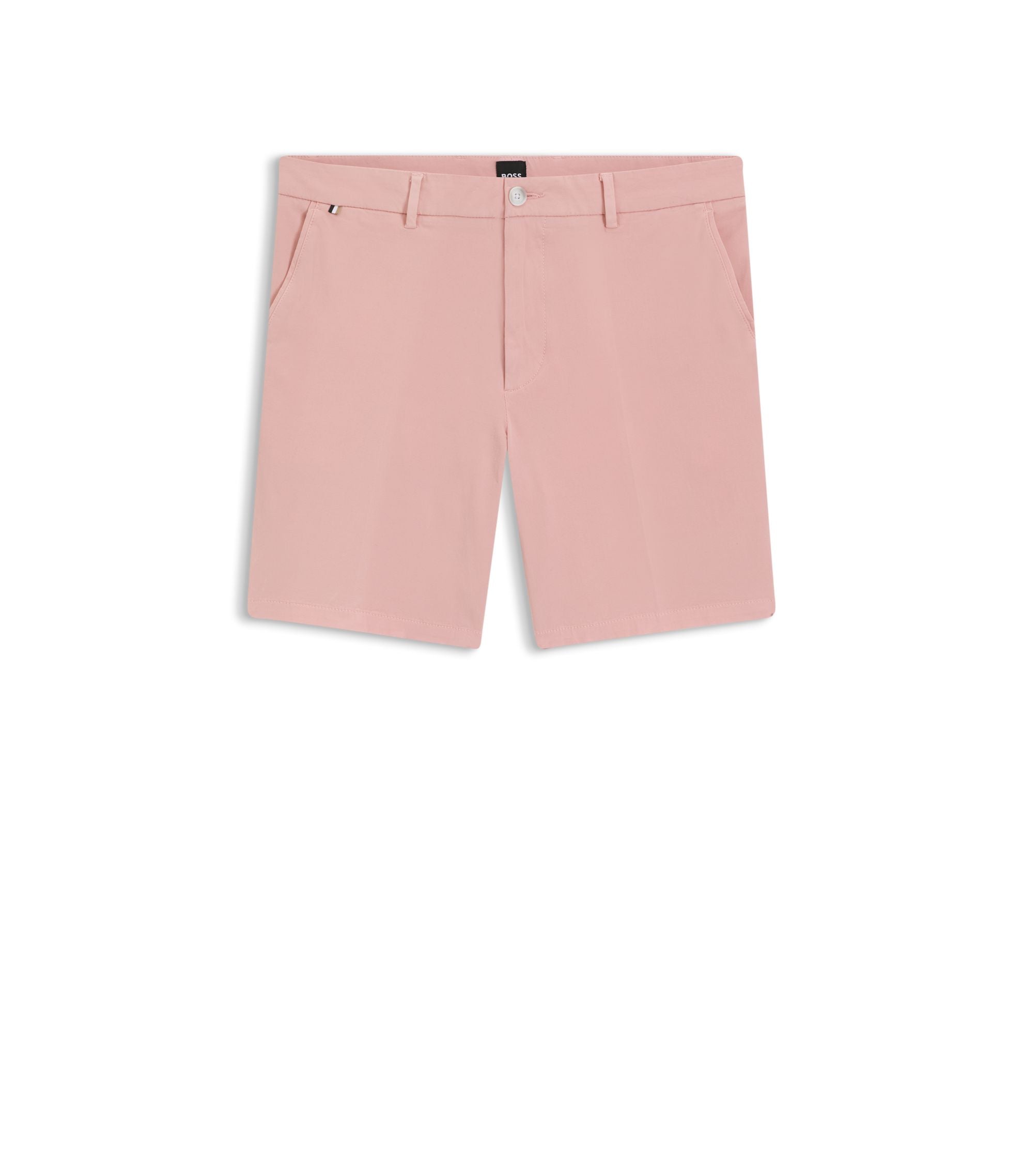 Boss Modern Fit Shorts In Stretch Cotton Twill Light Pink