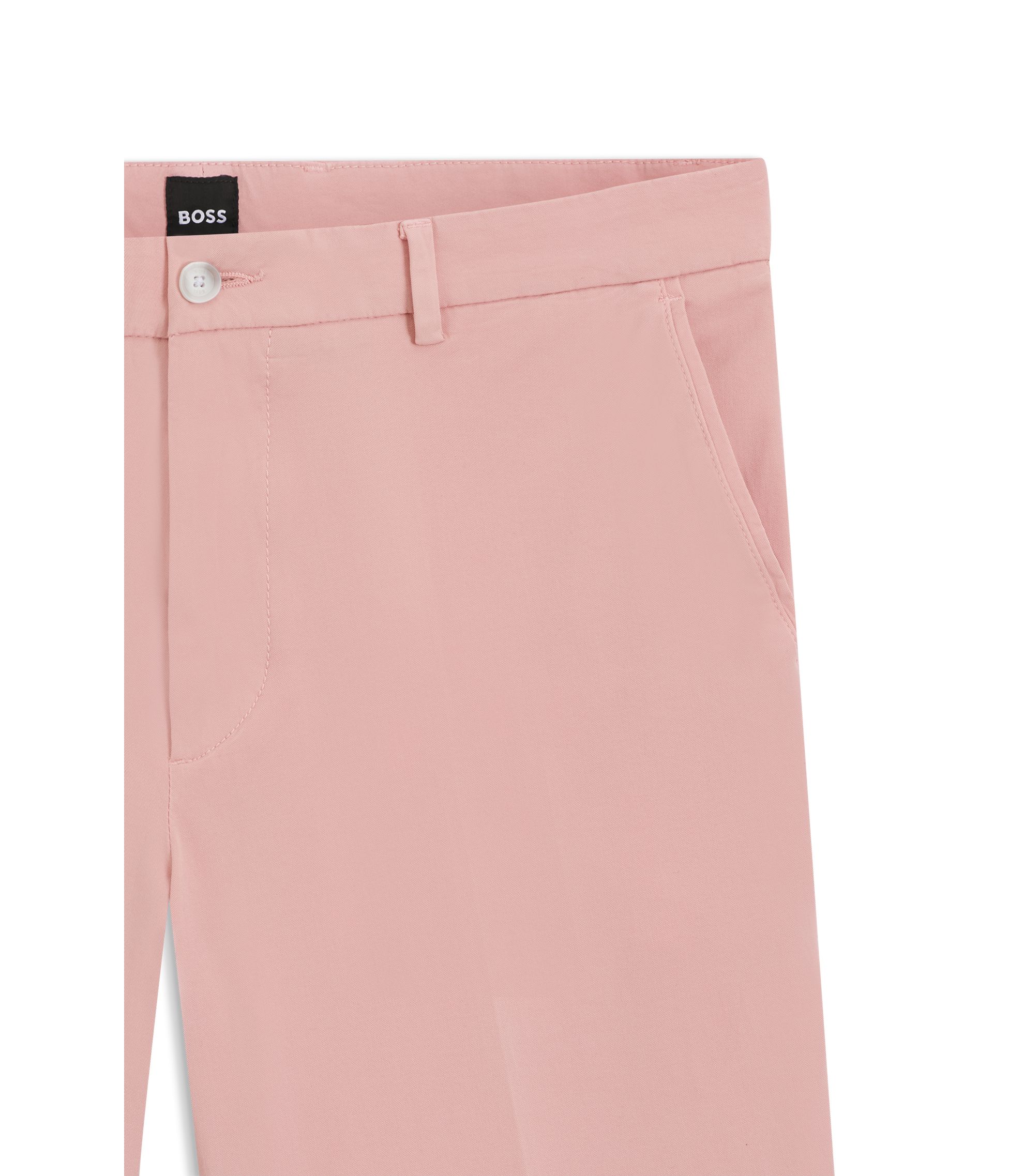 Boss Modern Fit Shorts In Stretch Cotton Twill Light Pink