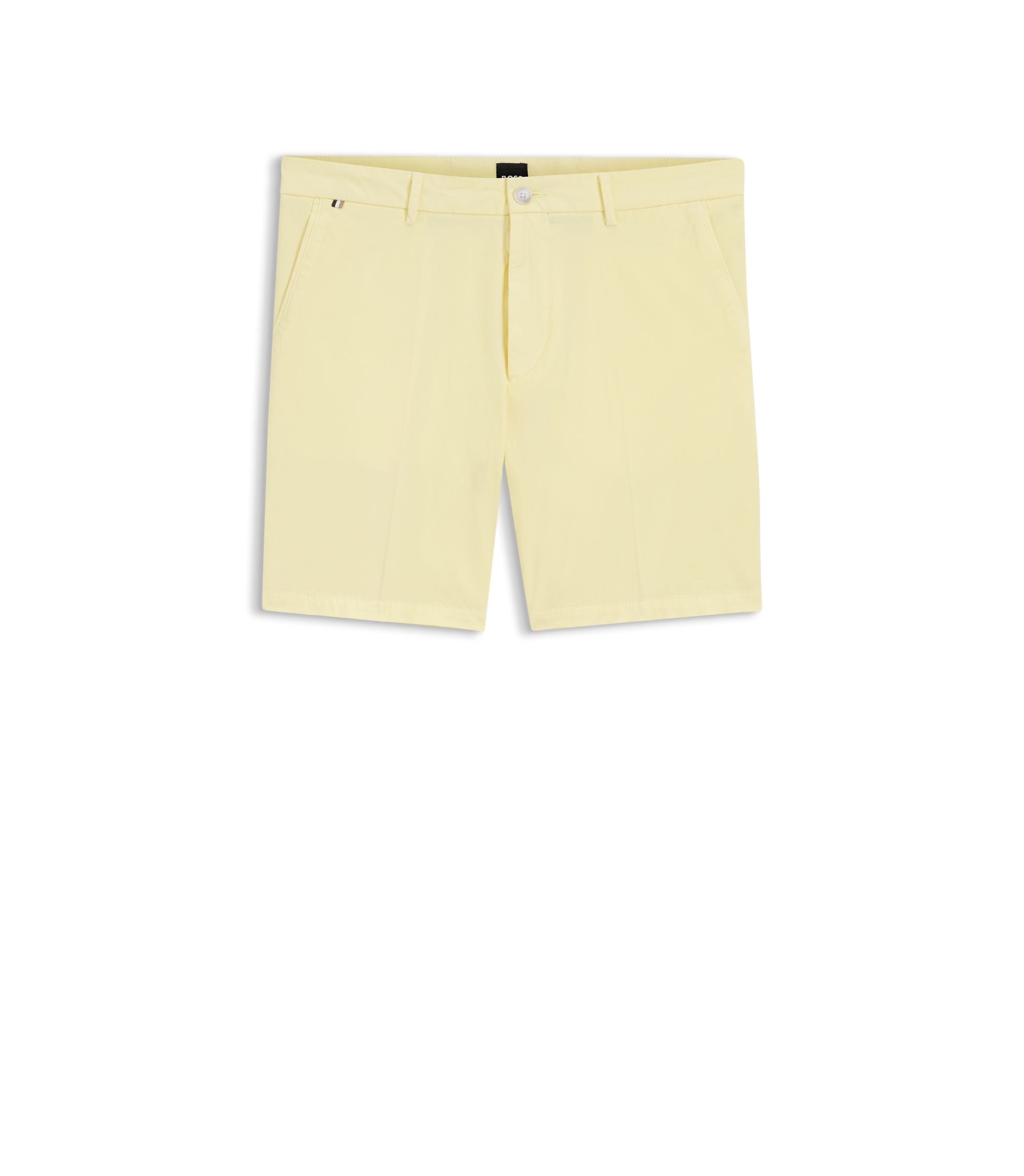 Boss Modern Fit Shorts In Stretch Cotton Twill Light Yellow