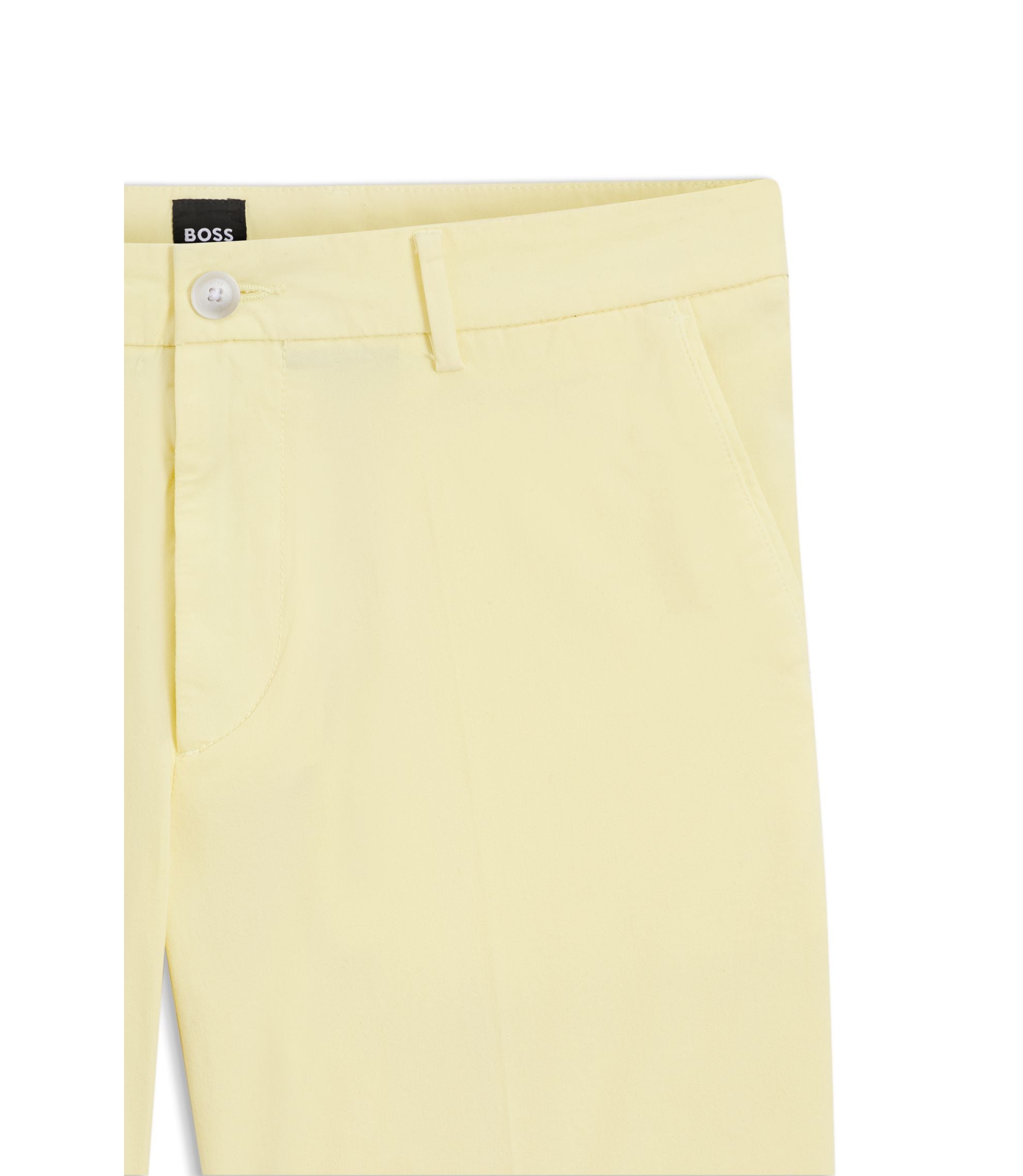 Boss Modern Fit Shorts In Stretch Cotton Twill Light Yellow
