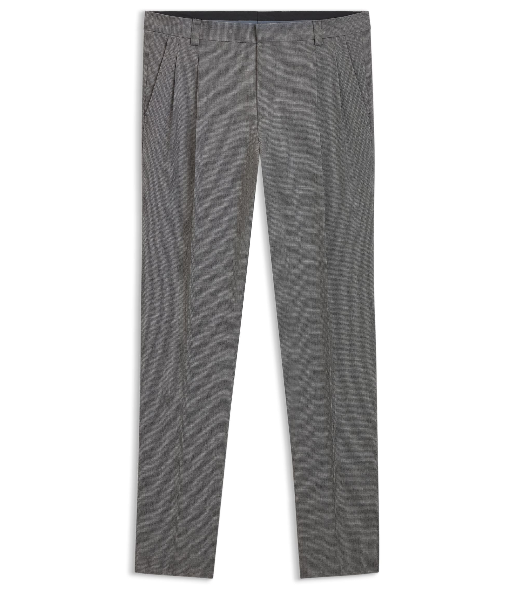 Hugo Extra Slim Fit Trousers In Virgin Wool Dobby Grey