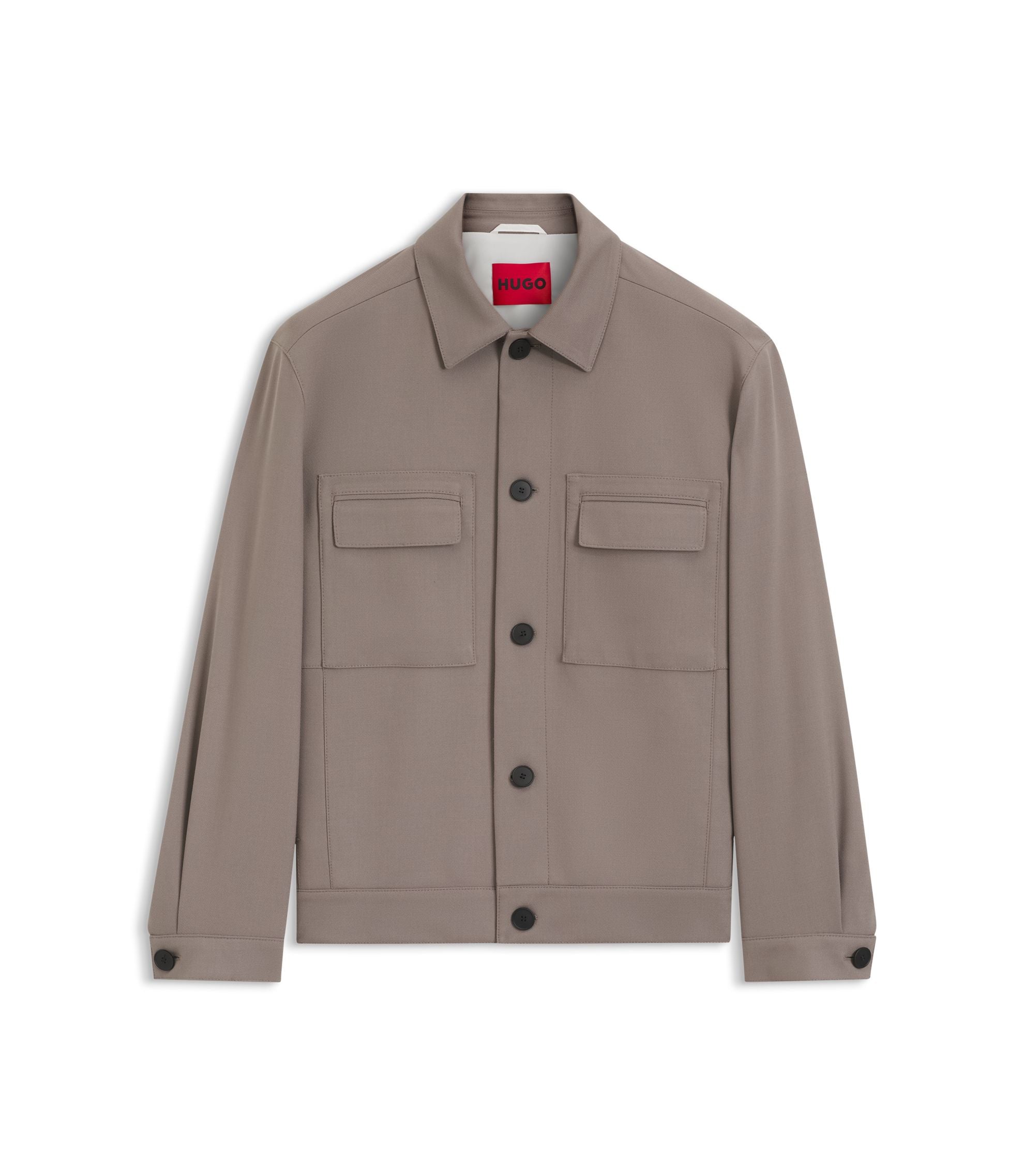 Hugo Slim Fit Jacket In Wrinkle Resistant Twill Light Brown