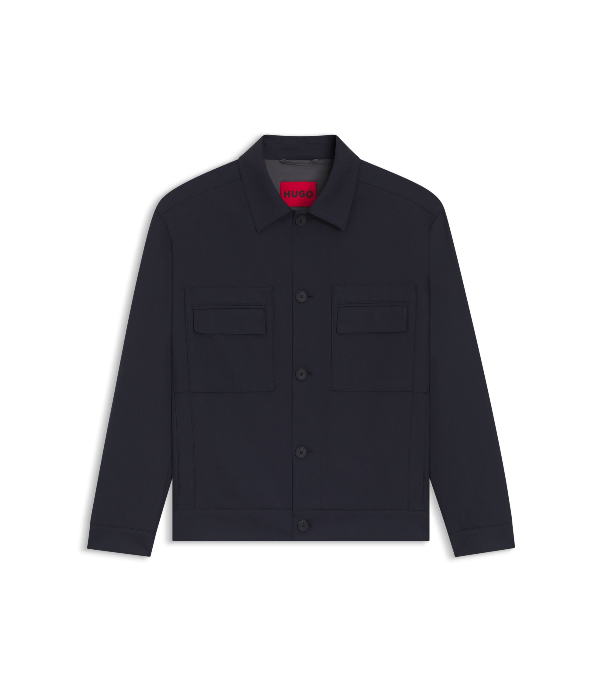 Hugo Slim Fit Jacket In Wrinkle Resistant Twill Dark Blue