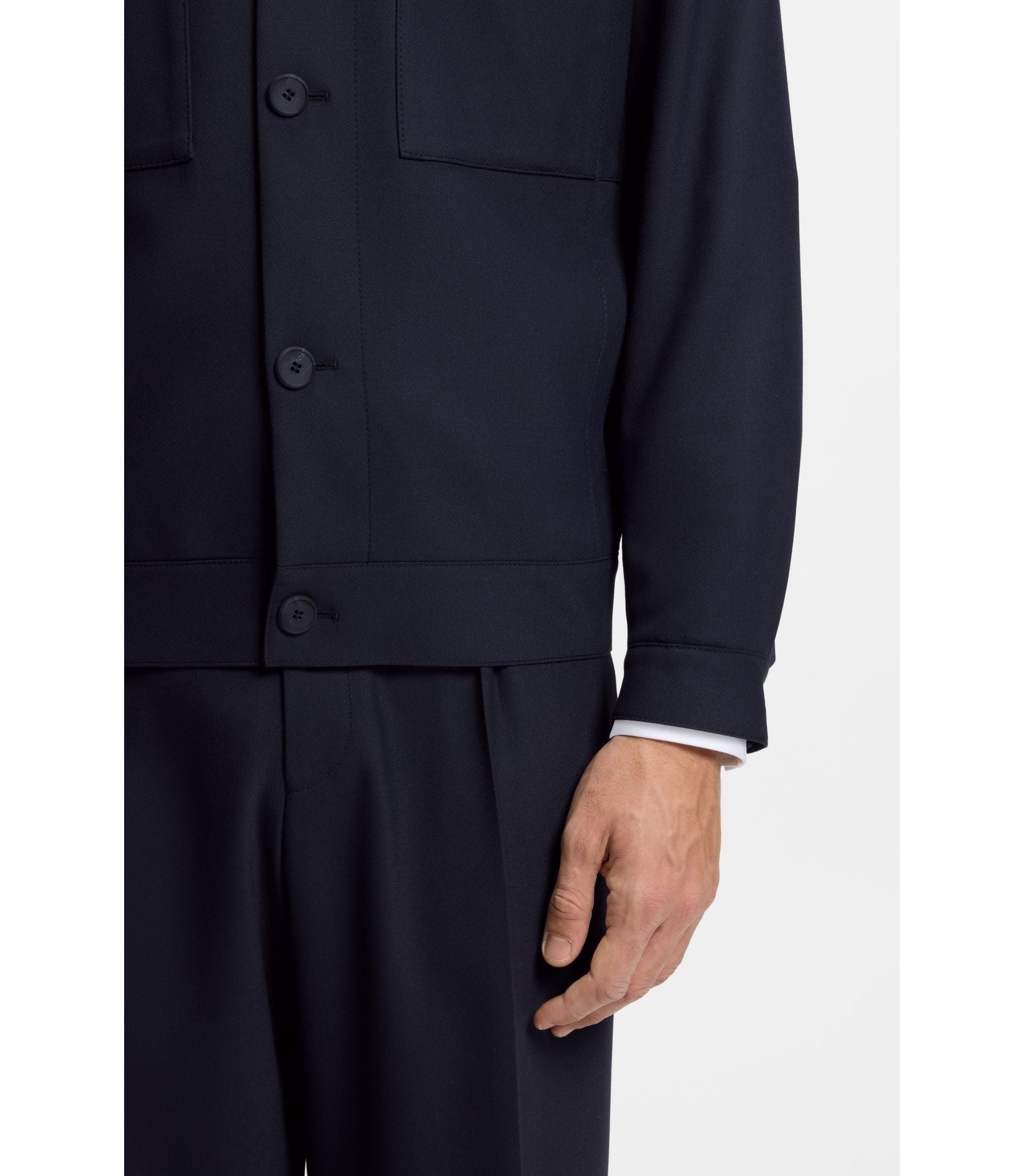 Hugo Slim Fit Jacket In Wrinkle Resistant Twill Dark Blue