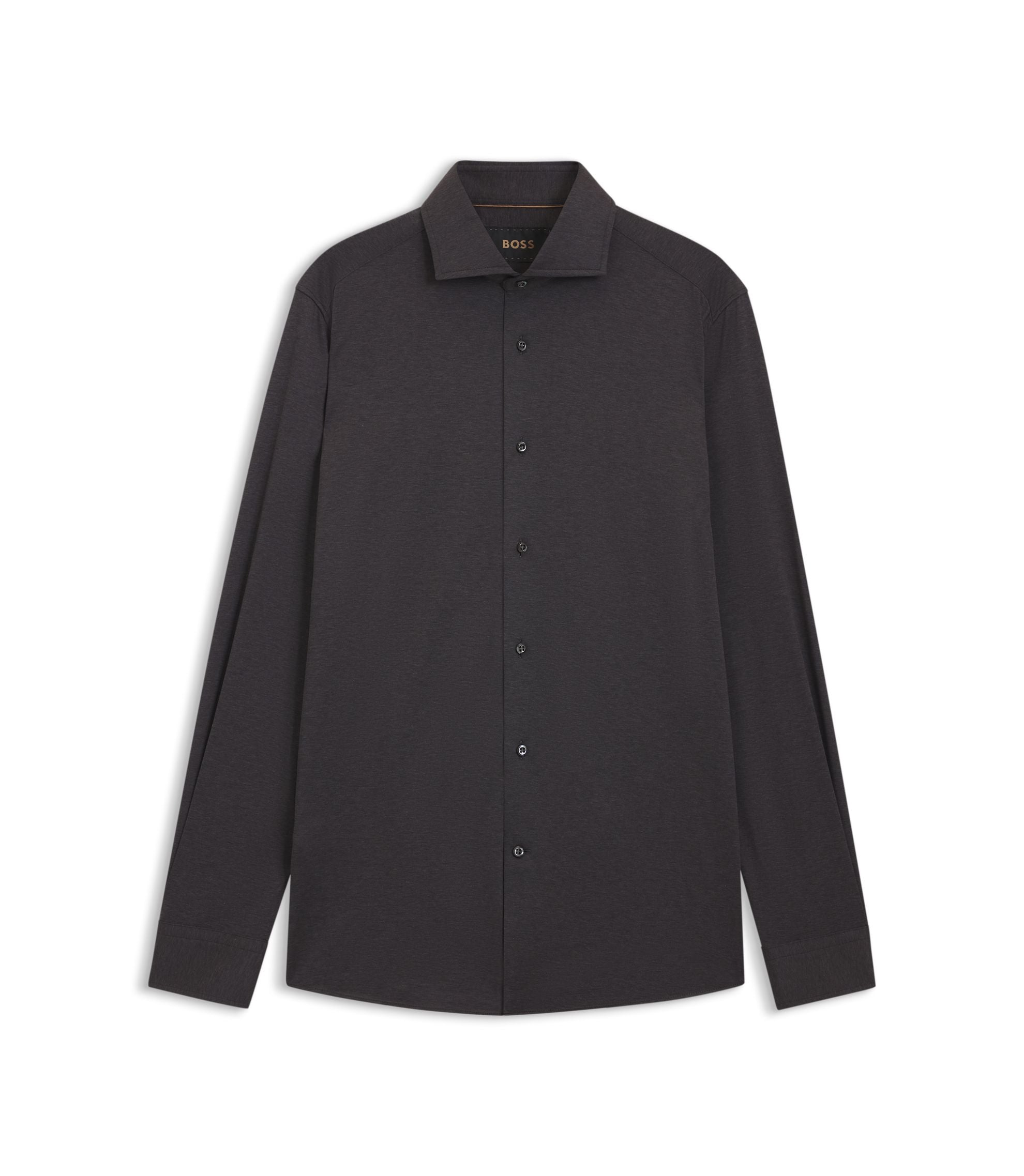 Boss Slim Fit Shirt In Italian Made Cotton Grey