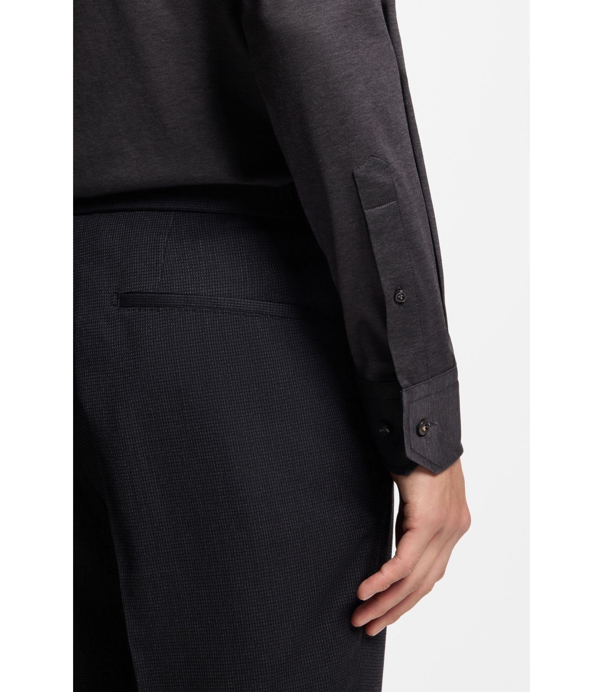 Boss Slim Fit Shirt In Italian Made Cotton Grey