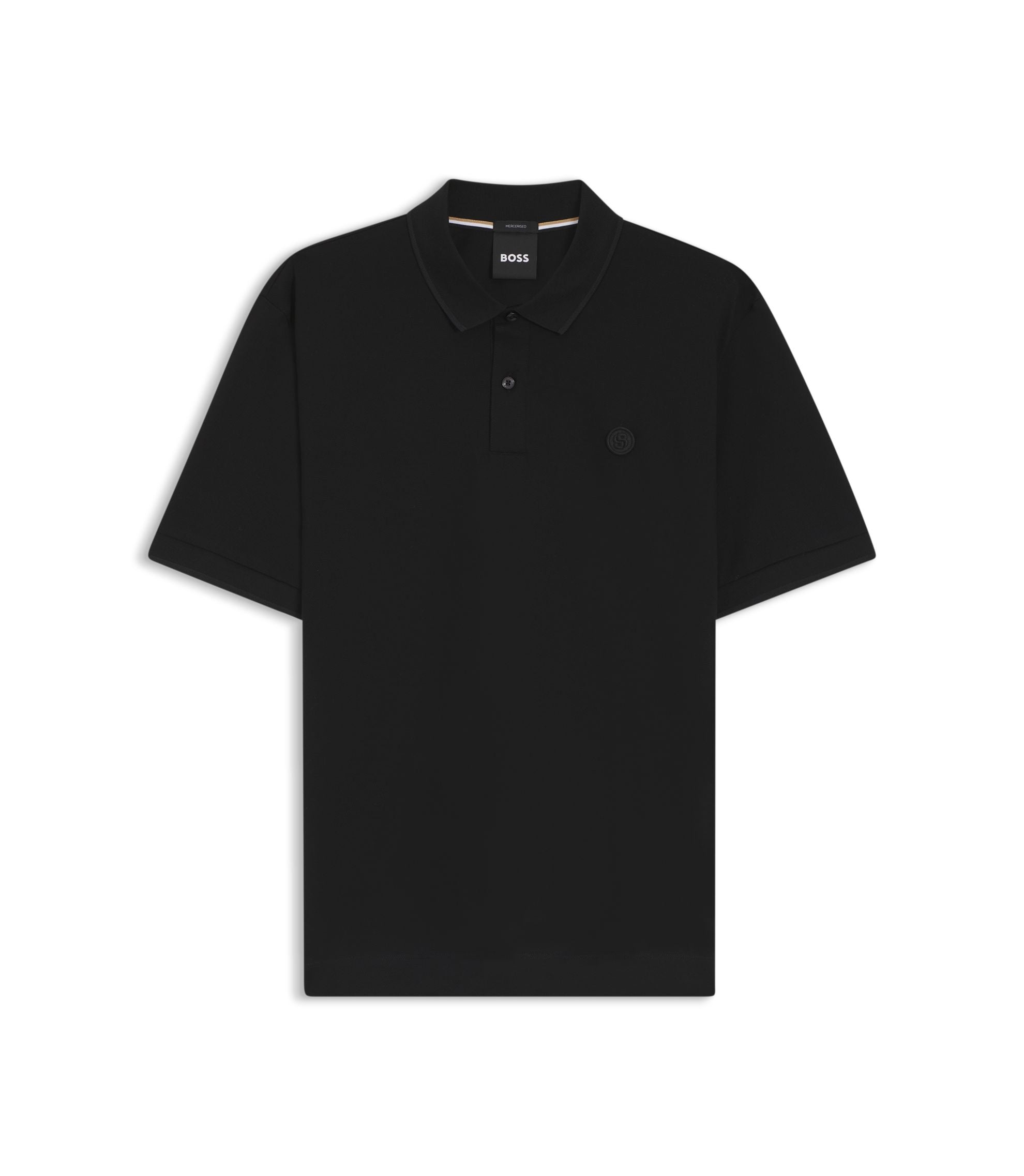 Boss Cotton Piqu Polo Shirt With Double B Monogram Black