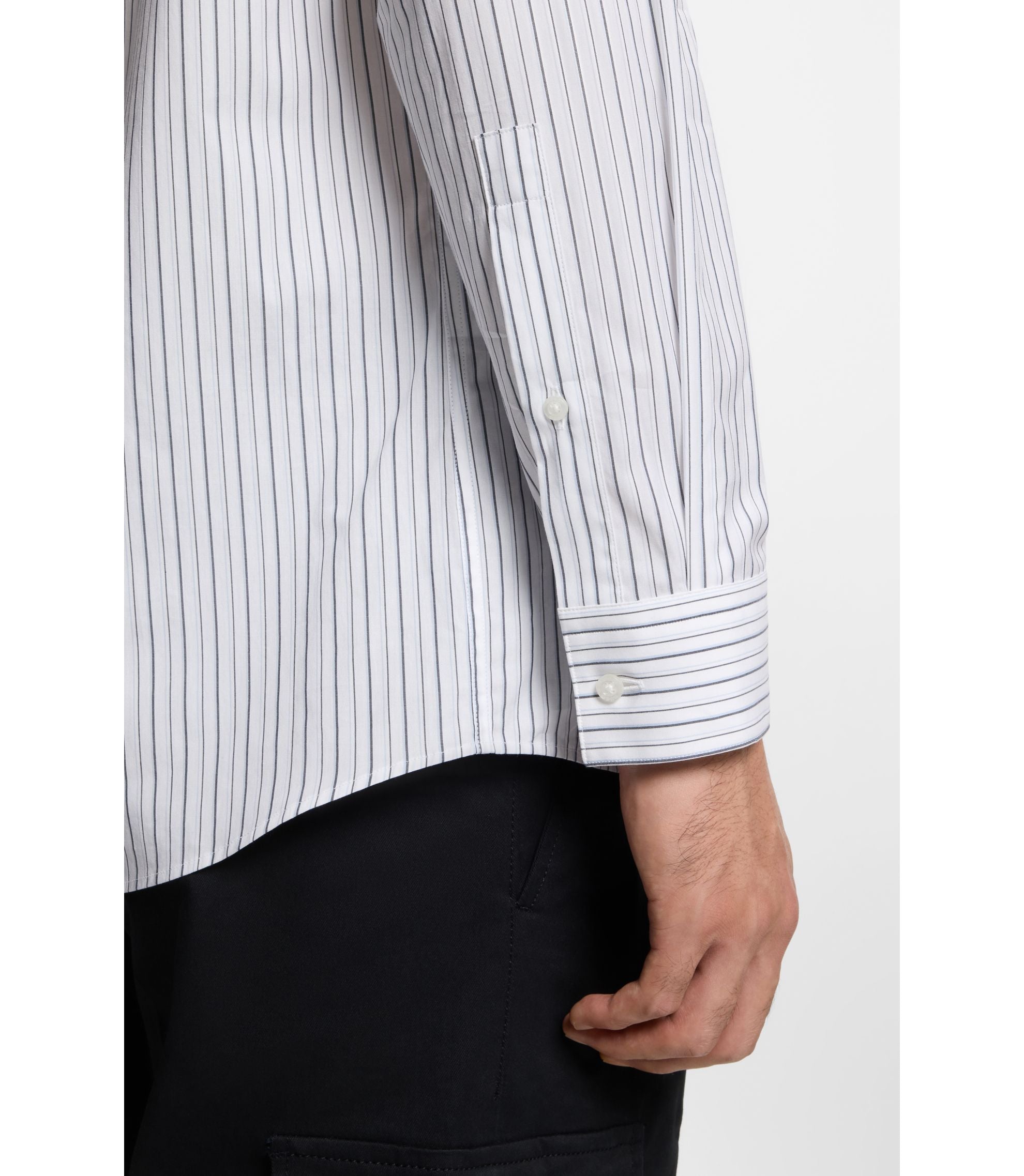 Hugo Modern Fit Shirt In Striped Cotton White
