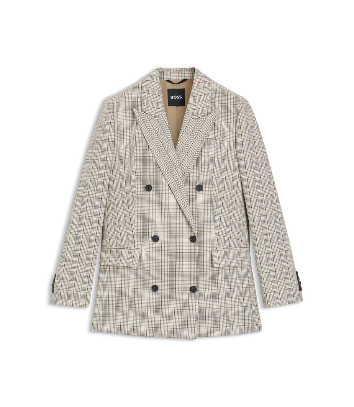 Boss Checked Regular Fit Blazer In Stretch Wool Patterned Women's