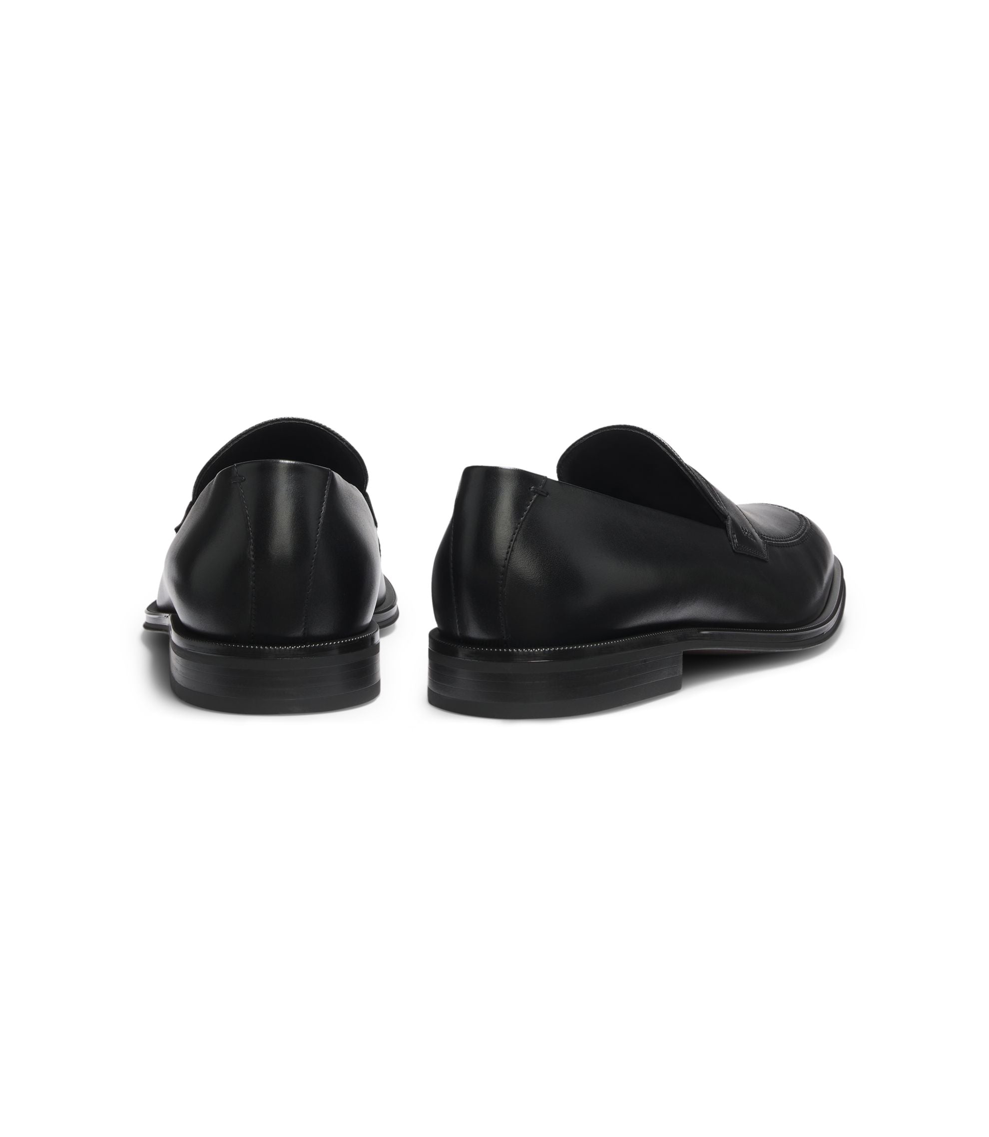 Boss Textured Tongue Loafers In Leather Black Black