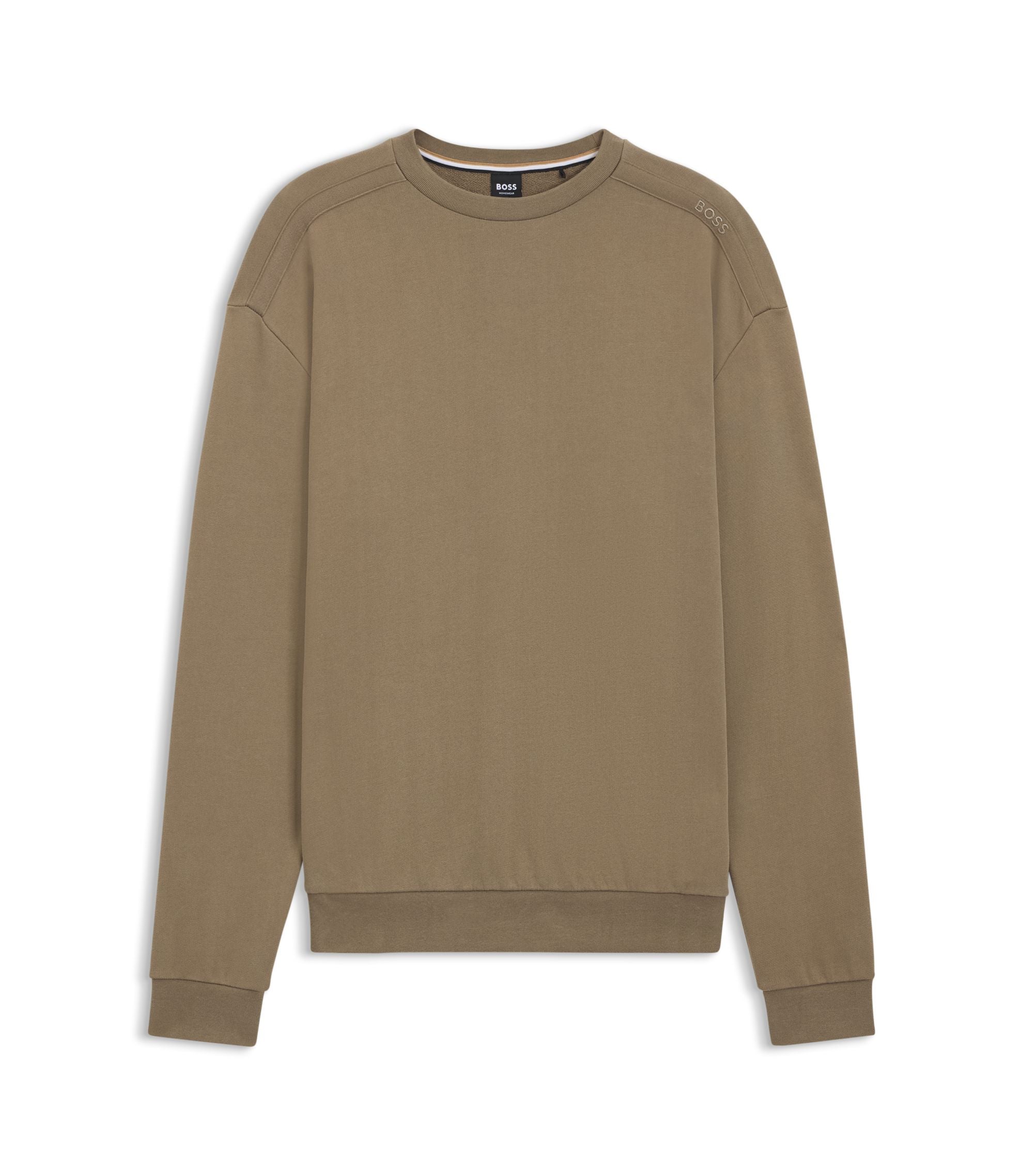 Boss Shoulder Logo Sweatshirt In Cotton Terry Light Brown