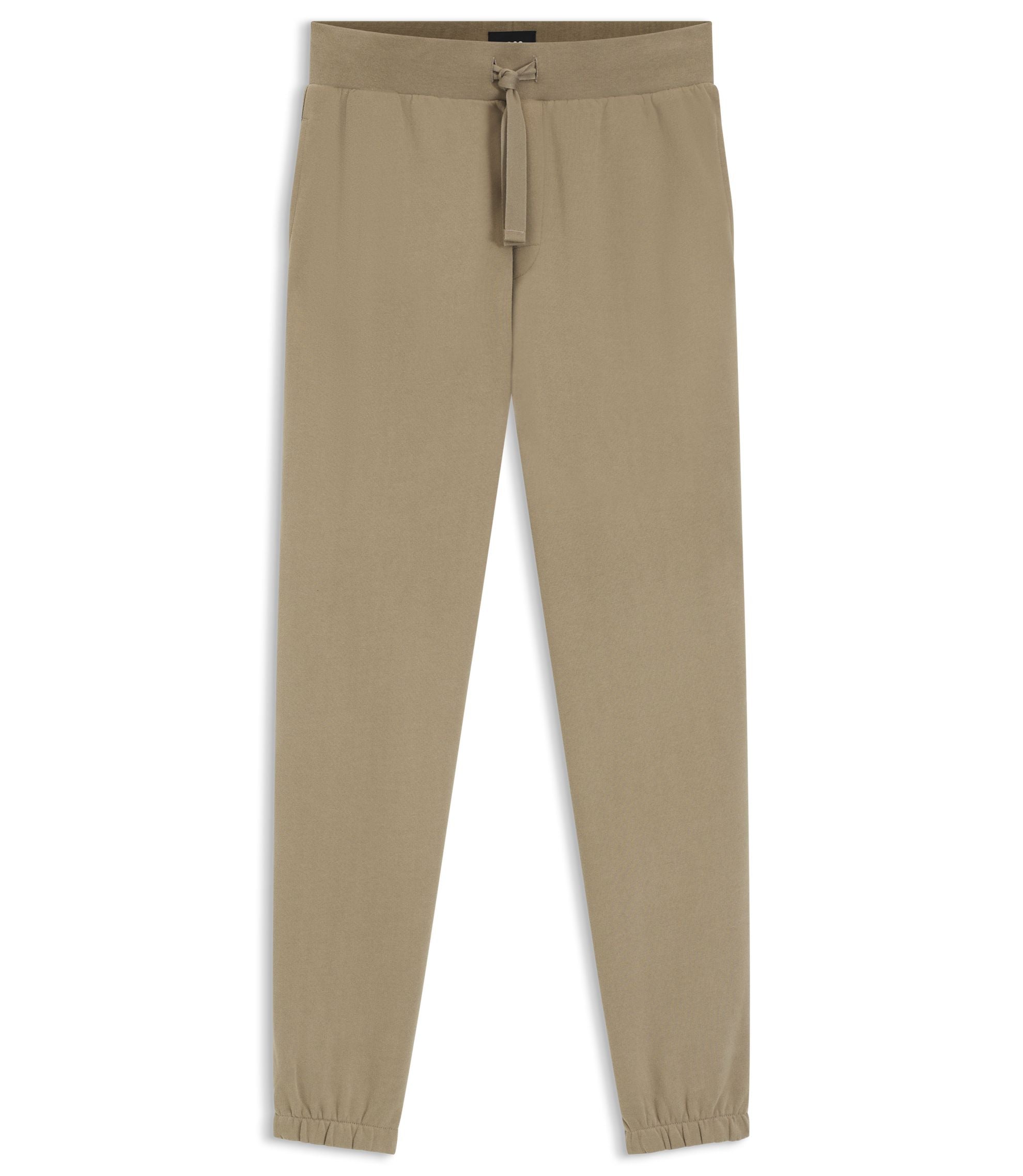 Boss Embroidered Logo Tracksuit Bottoms In Cotton Terry Light Brown