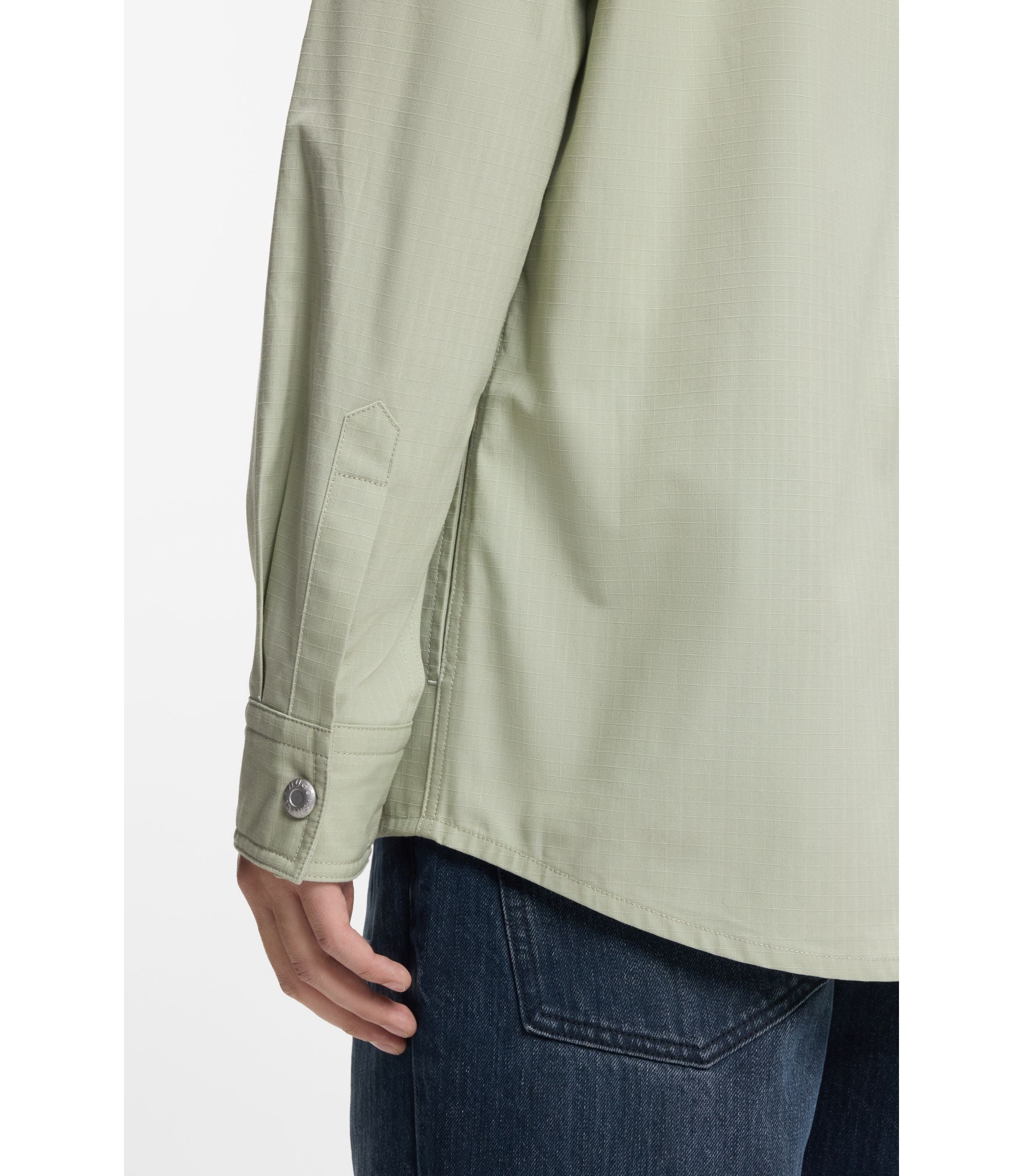 Hugo Relaxed Fit Shirt In Cotton Ripstop Light Green