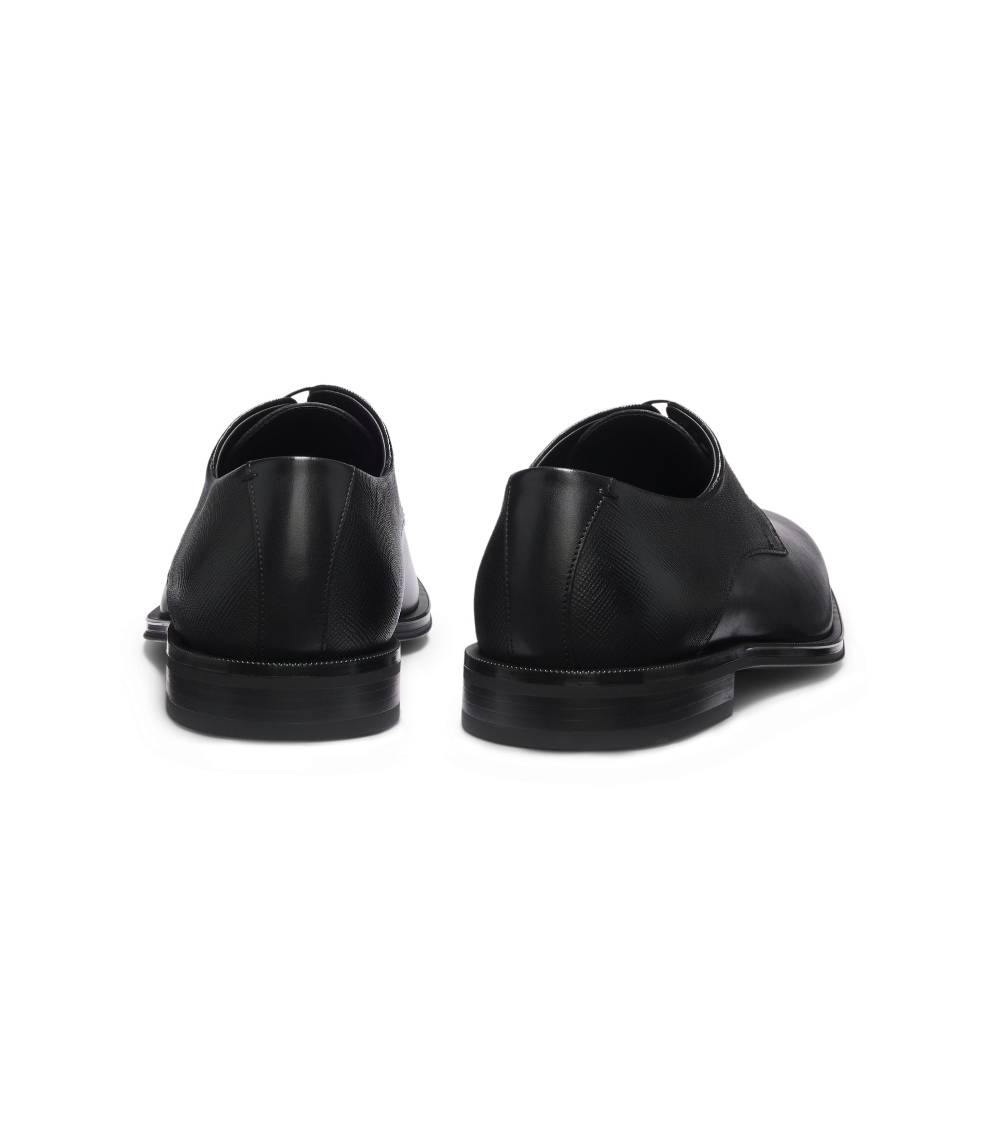 Boss Derby Shoes In Textured And Smooth Leather Black Black