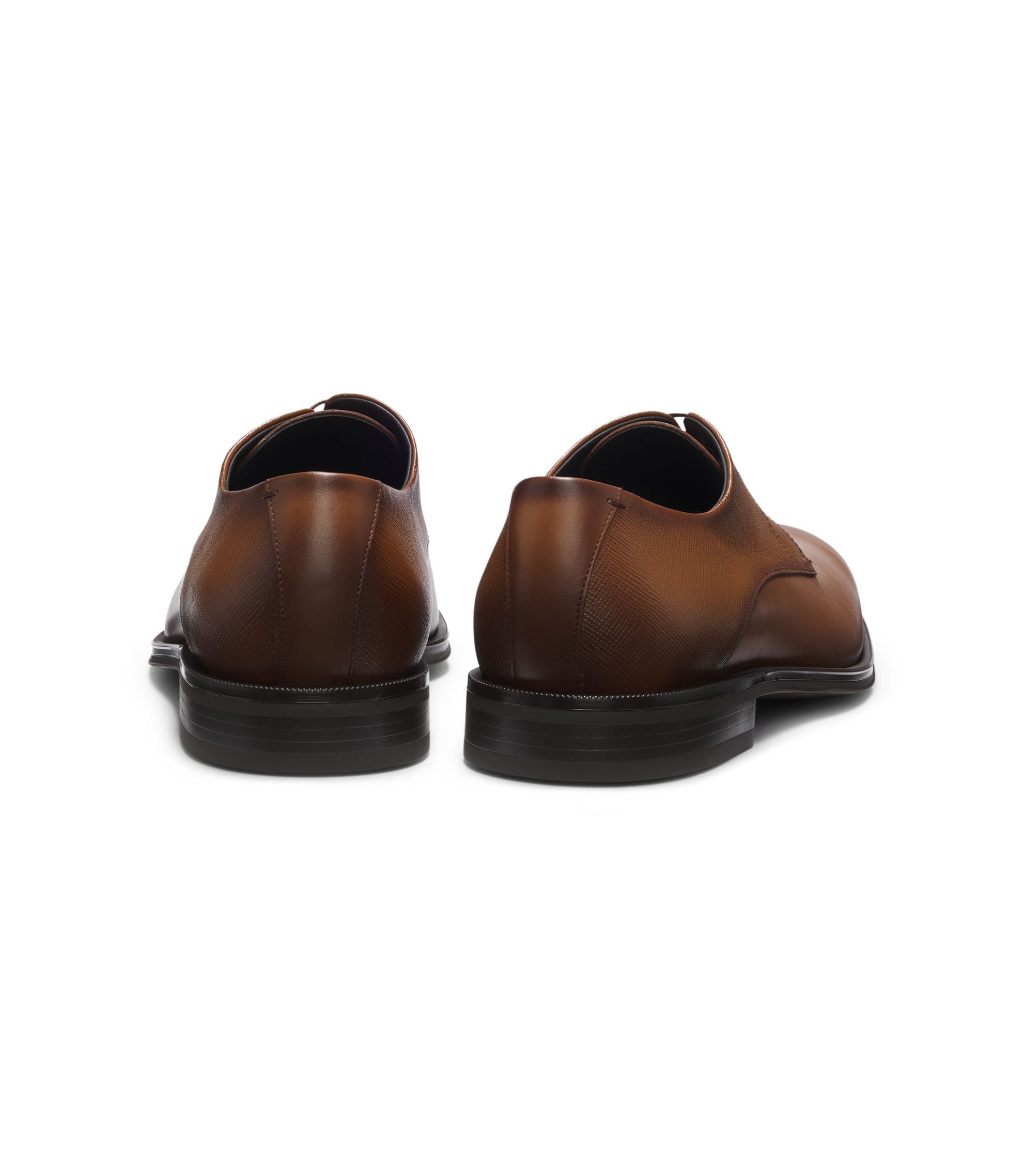 Boss Derby Shoes In Textured And Smooth Leather Brown Brown