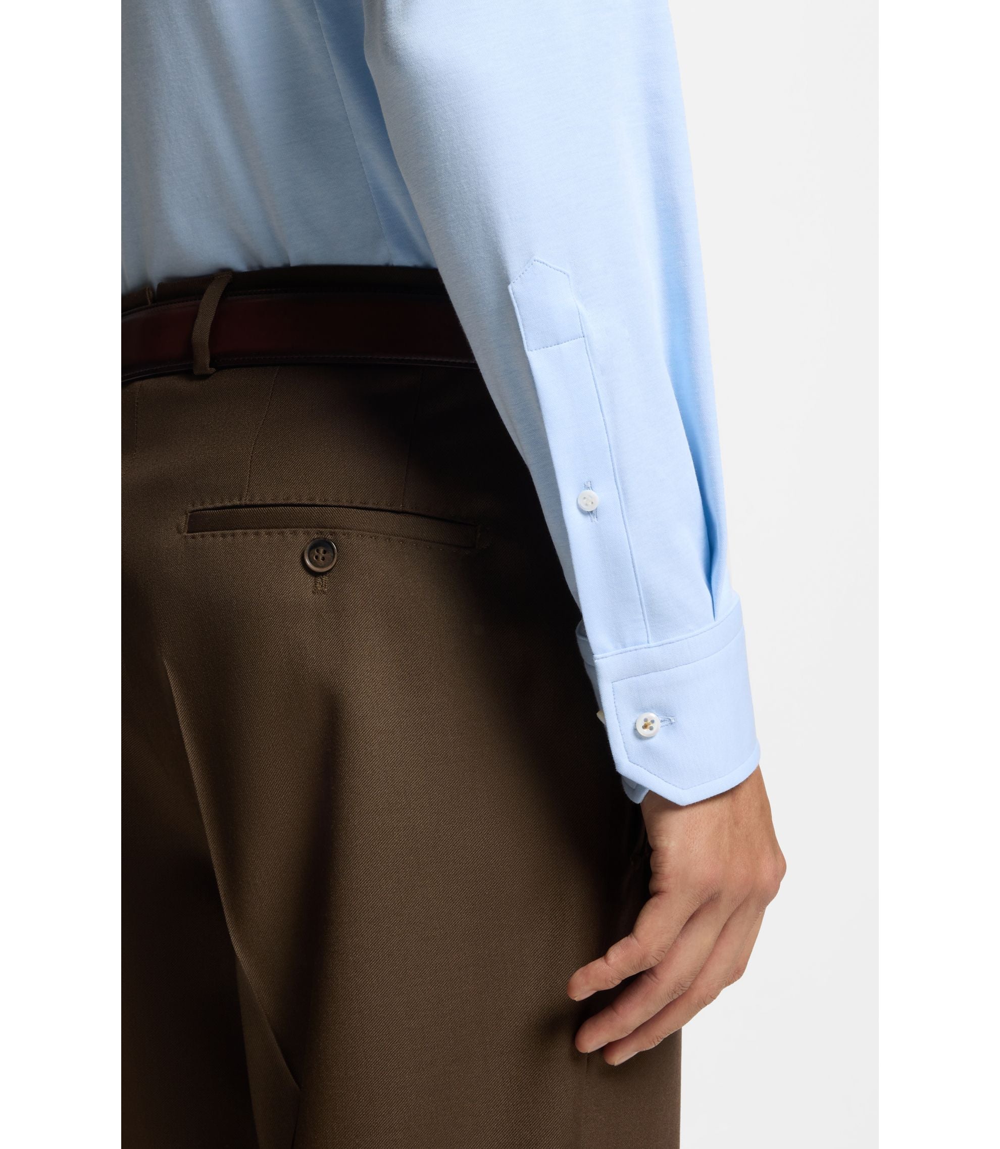 Boss Slim Fit Shirt In A Wrinkle Resistant Cotton Blend Light Blue
