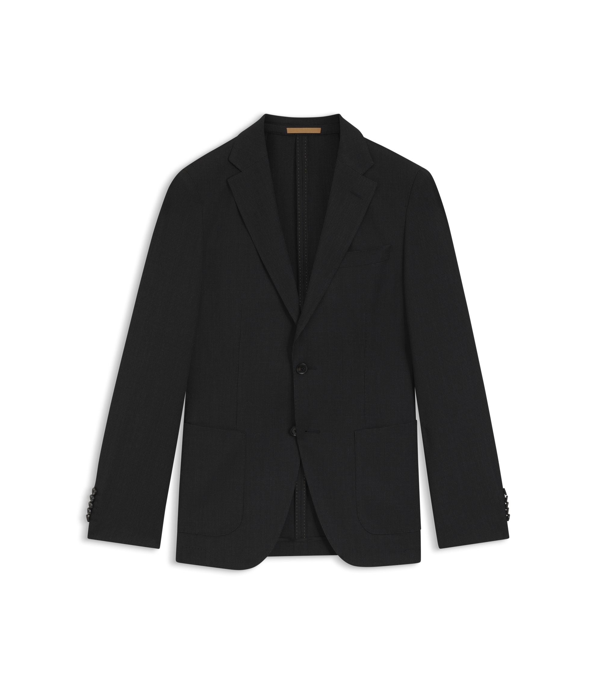 Boss Slim Fit Jacket In Virgin Wool And Silk Black