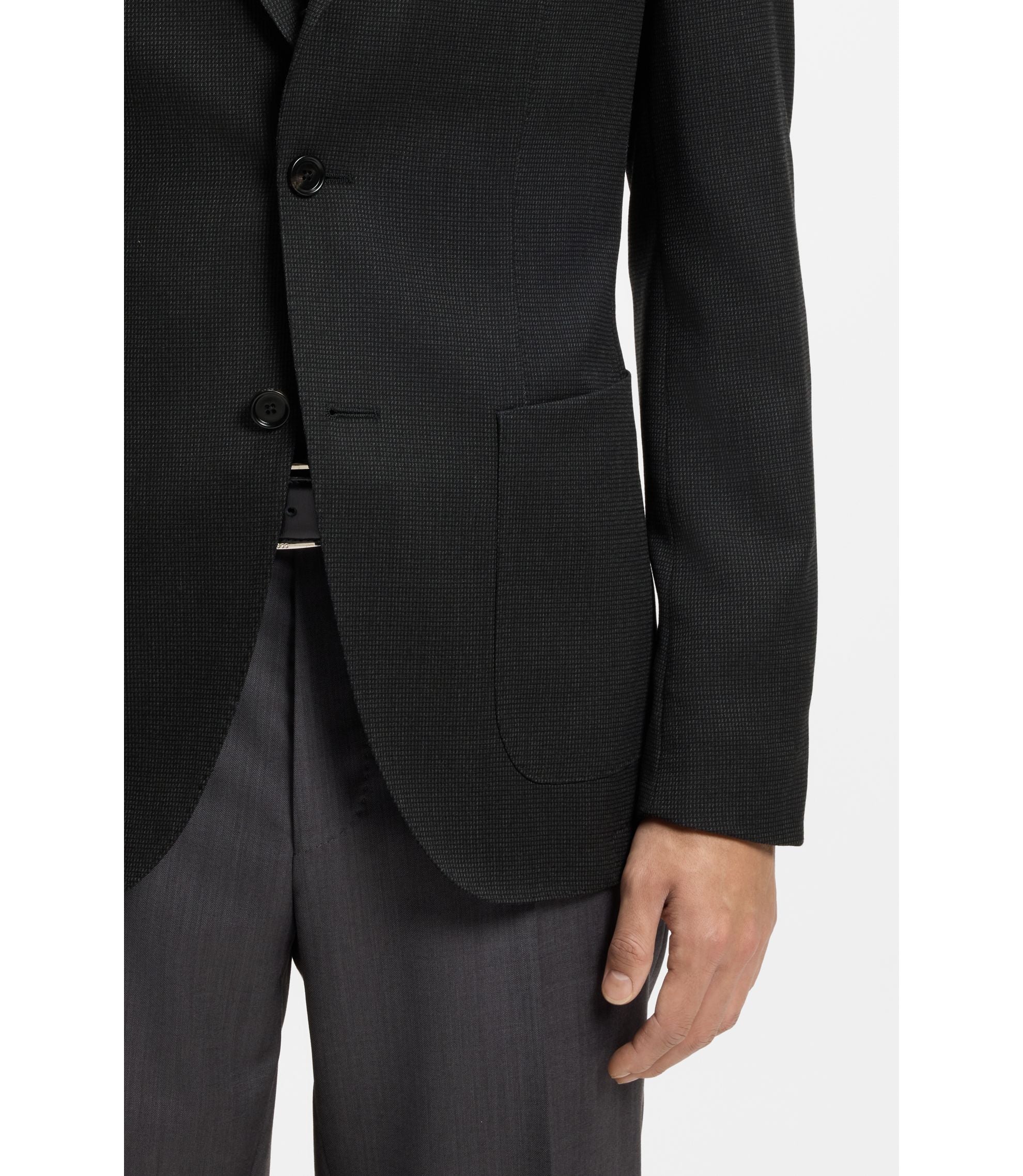 Boss Slim Fit Jacket In Virgin Wool And Silk Black