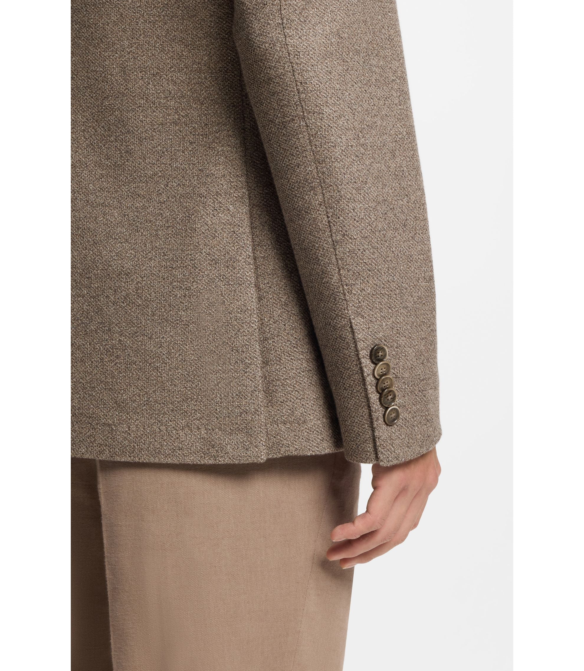Boss Slim Fit Jacket In Micro Patterned Cotton Light Green