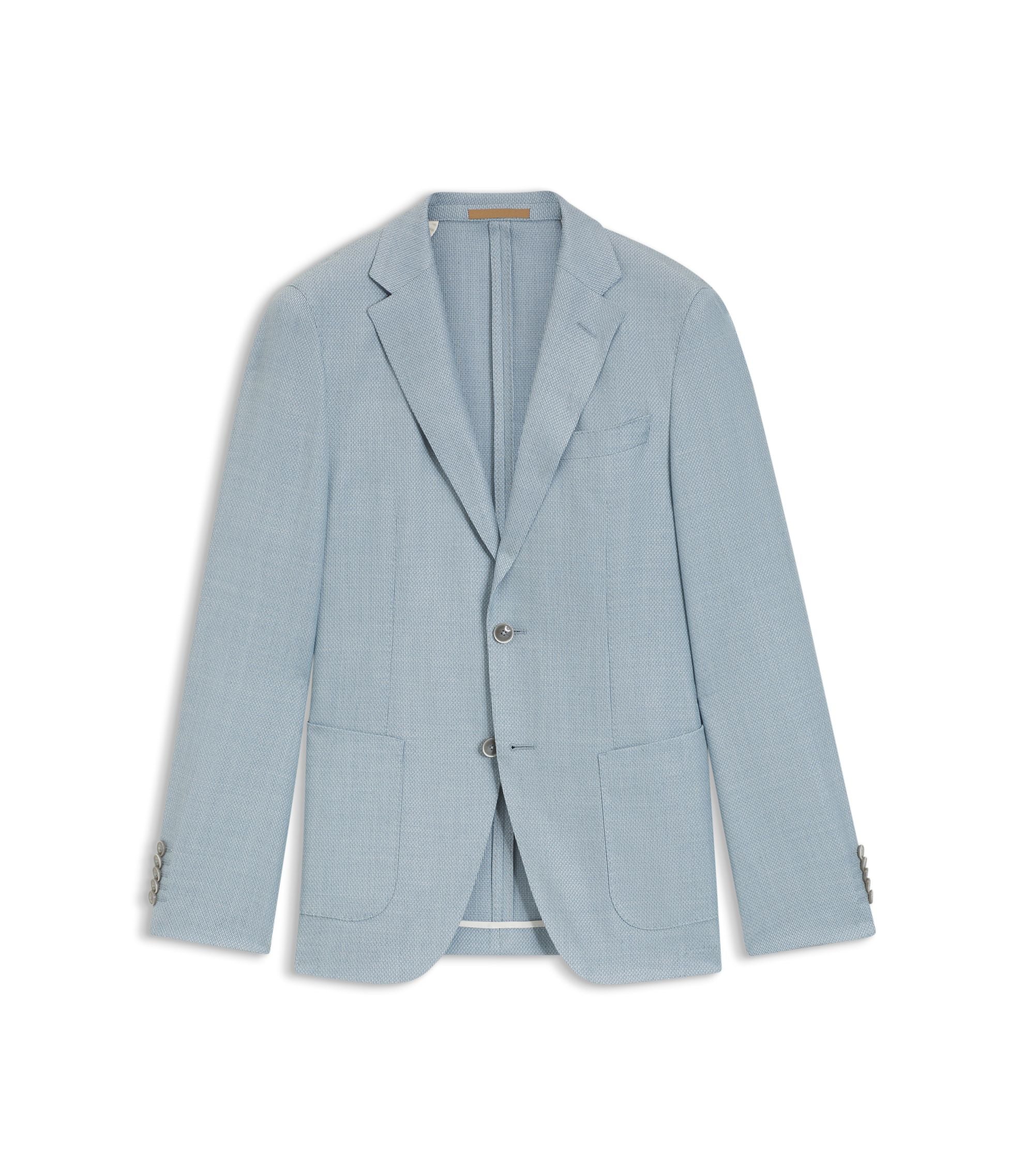 Boss Slim Fit Jacket In Wool Silk And Linen Light Blue