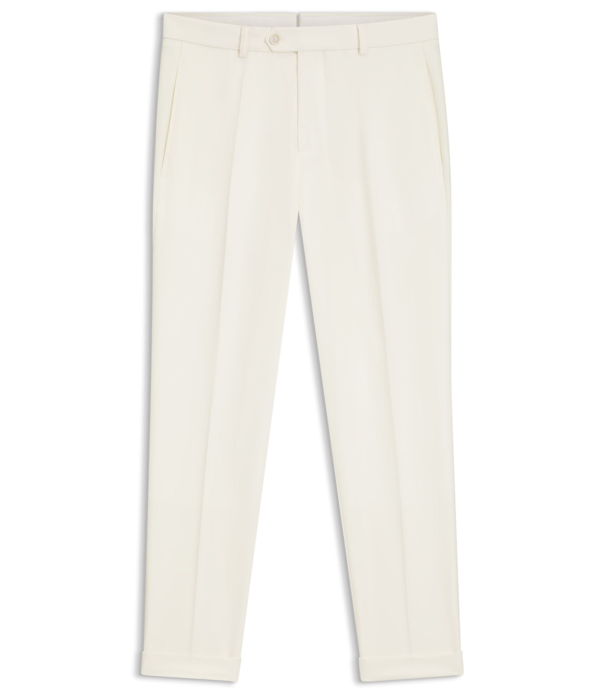Boss Tapered Fit Trousers In Virgin Wool And Cotton White