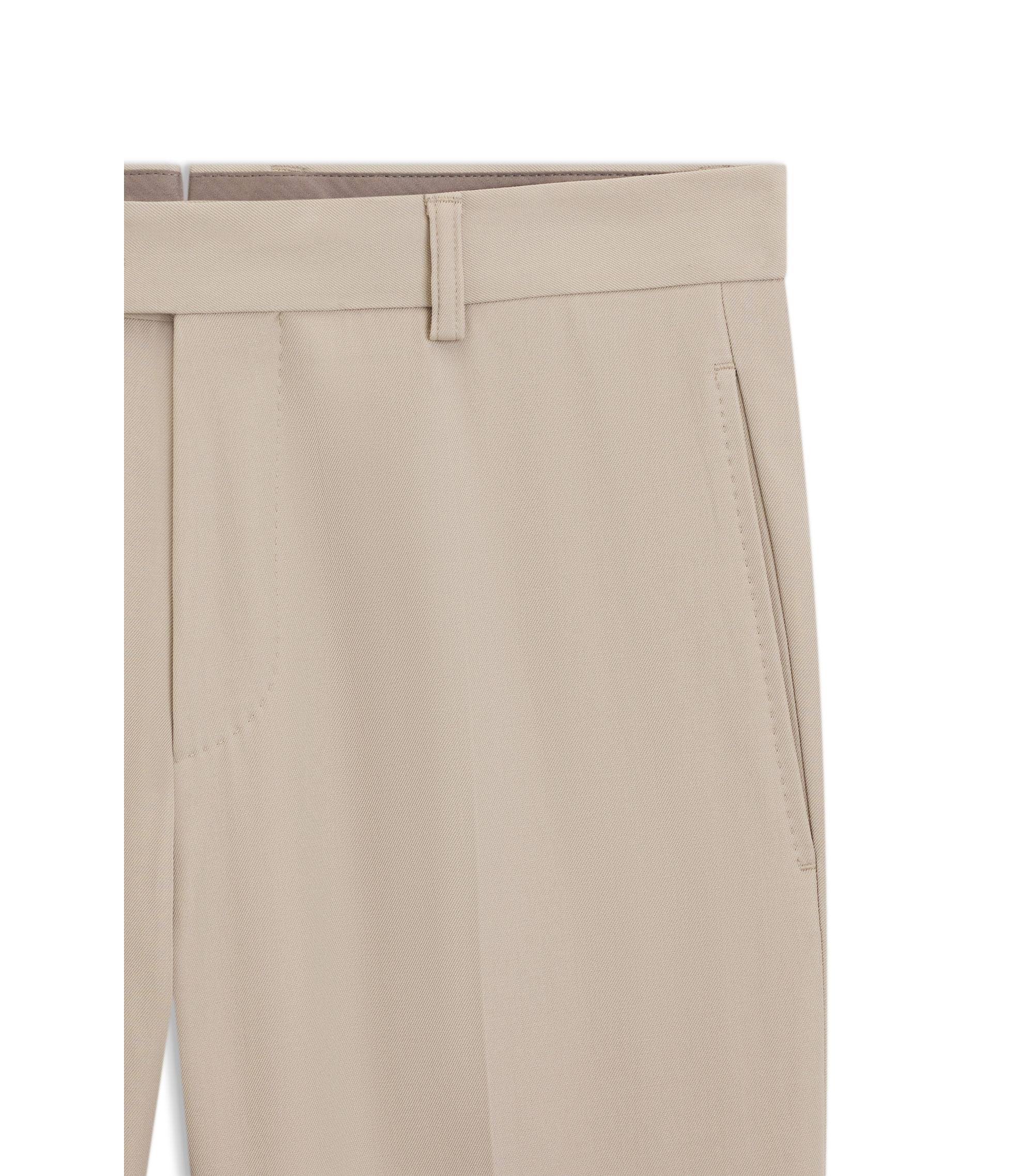 Boss Tapered Fit Trousers In Virgin Wool And Cotton Khaki